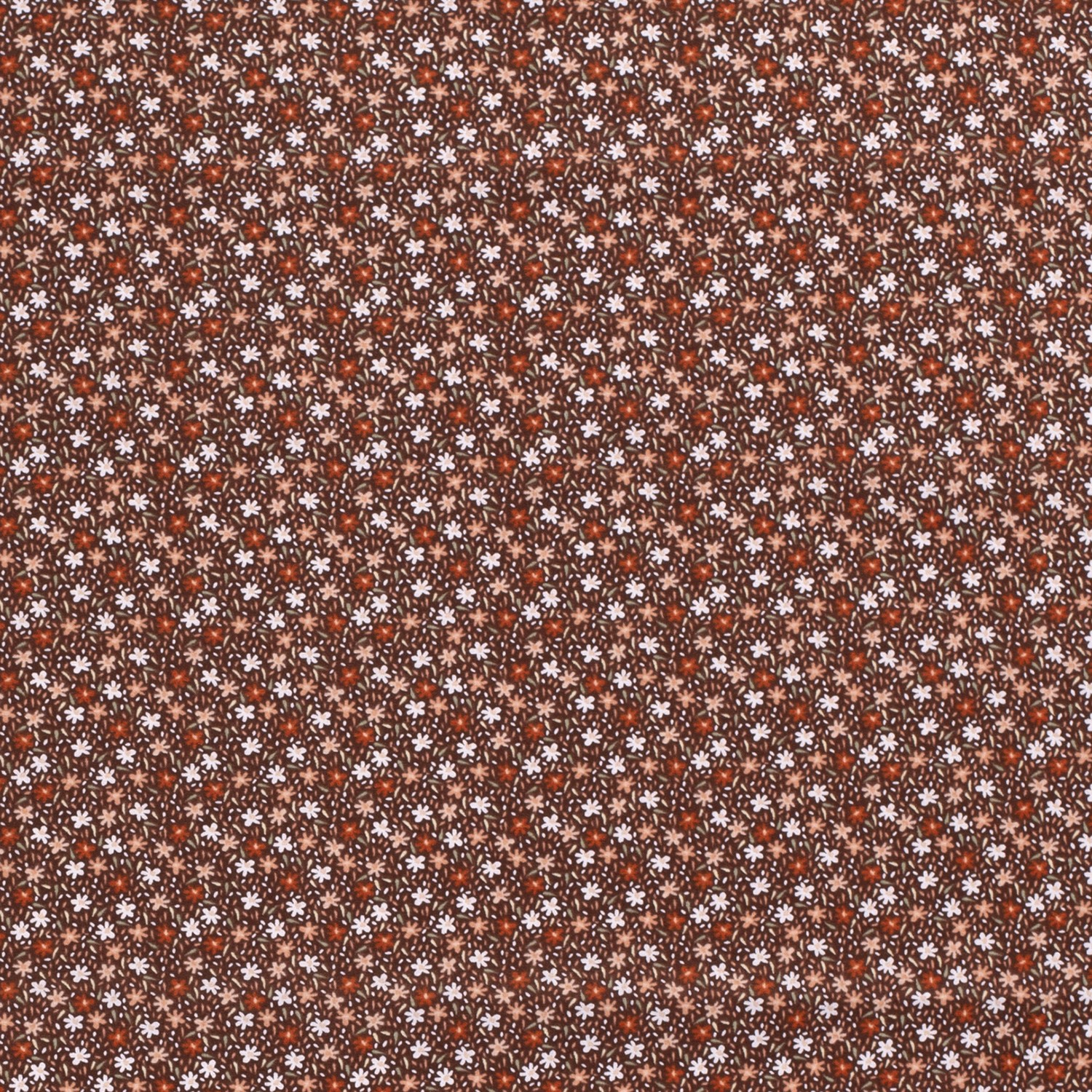 Baumwollstoff Popeline Blumen, braun