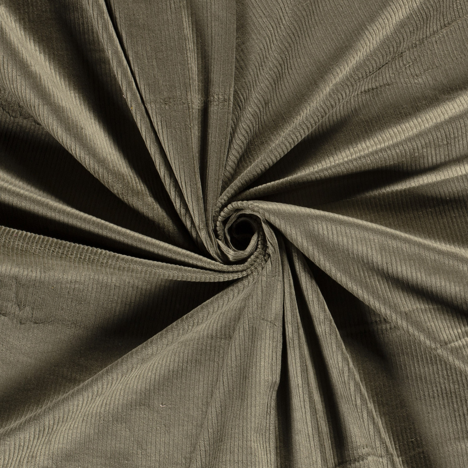 Jumbo Cord Stretch 6w Stoff Uni Khaki-Grün