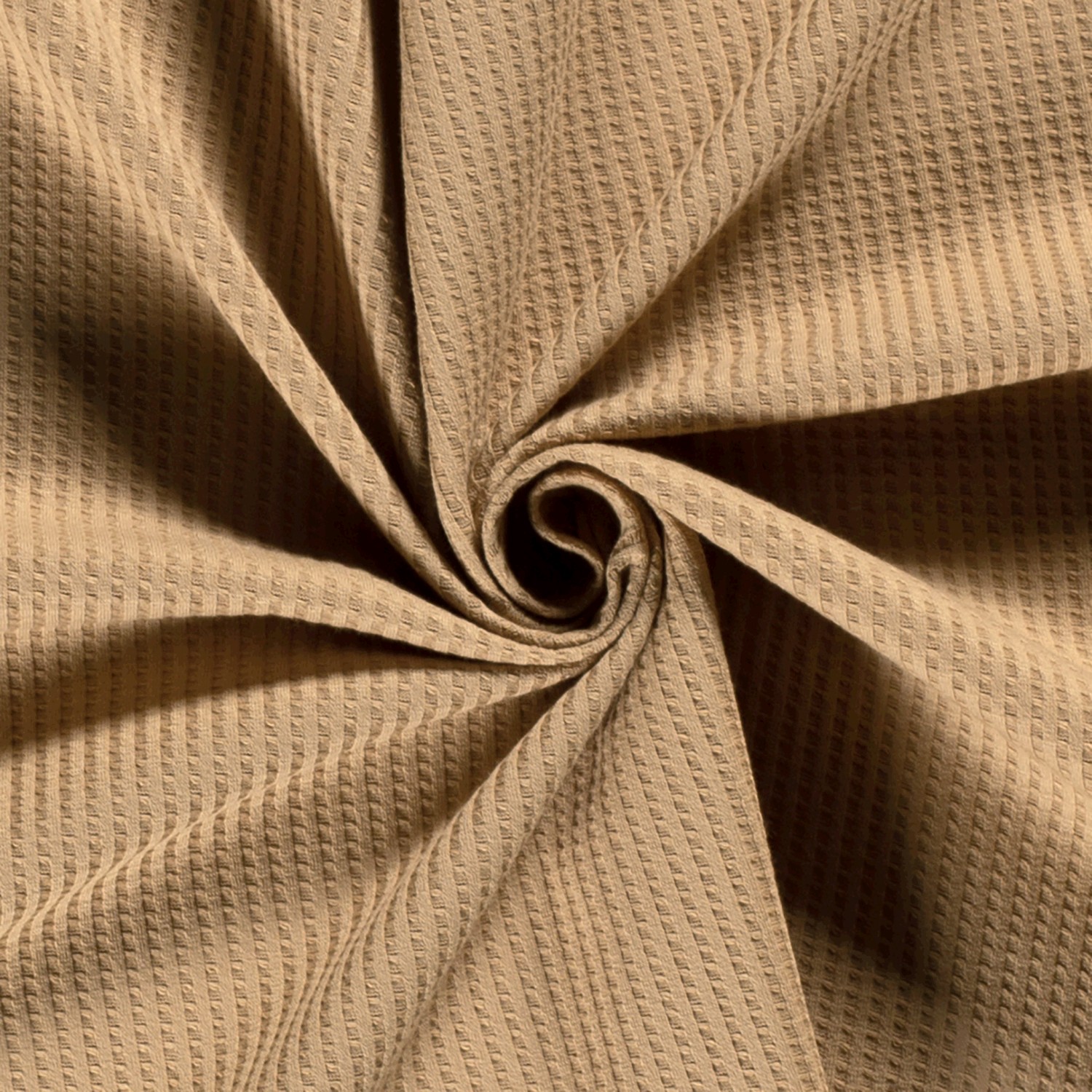 Gestrickter Waffel Stoff Uni Kamel