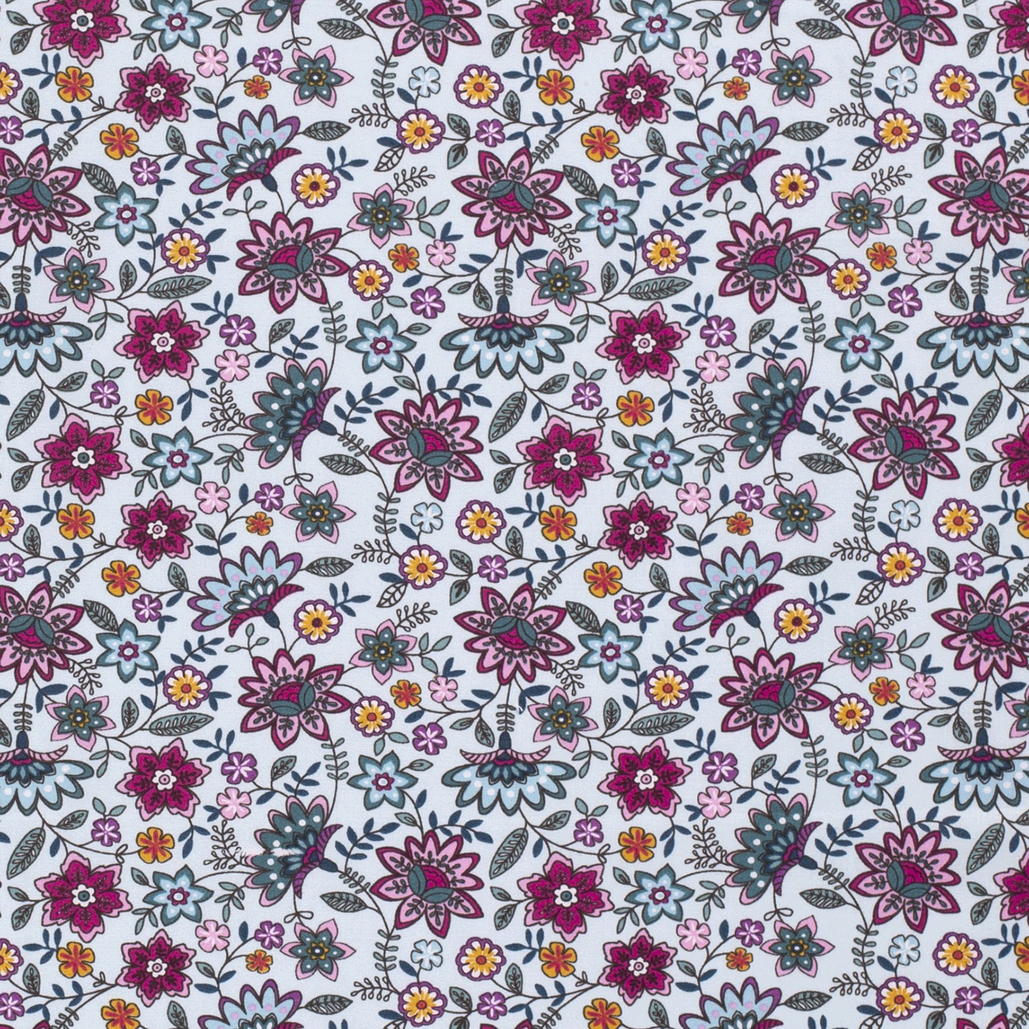 Baumwollstoff Popeline Blumen, mint