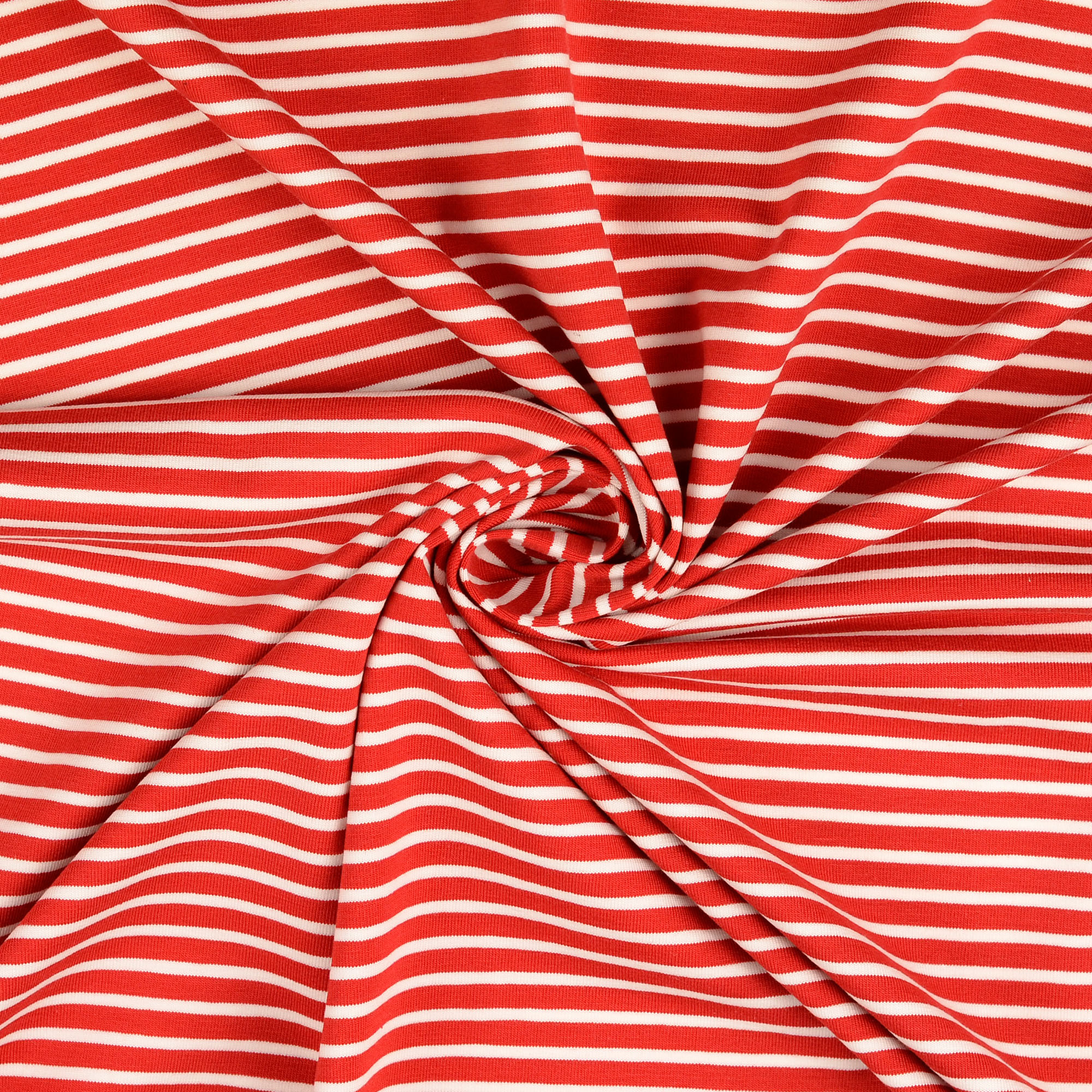Baumwolljersey Streifen, rot/ weiß