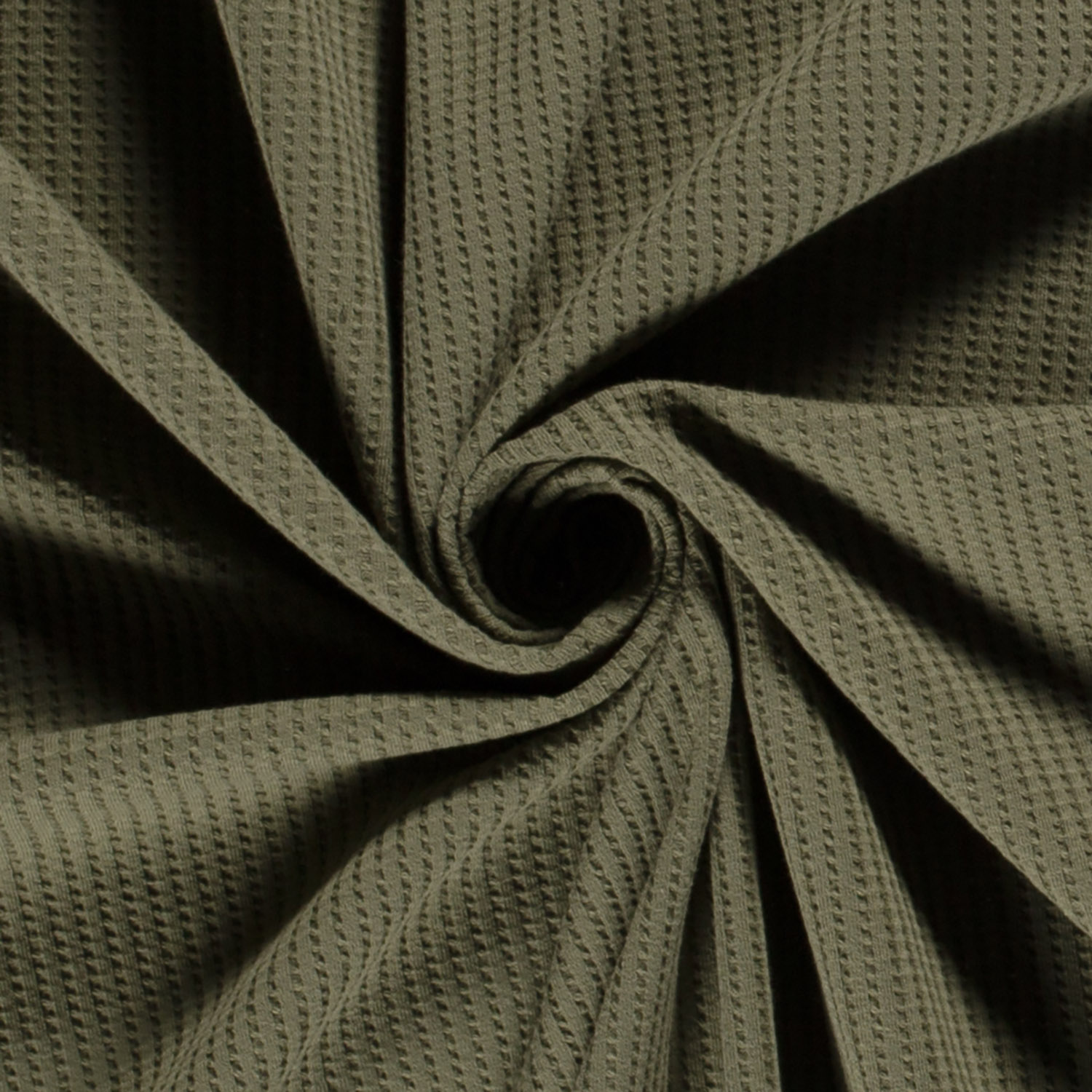Gestrickter Waffel Stoff Uni Tannengrün