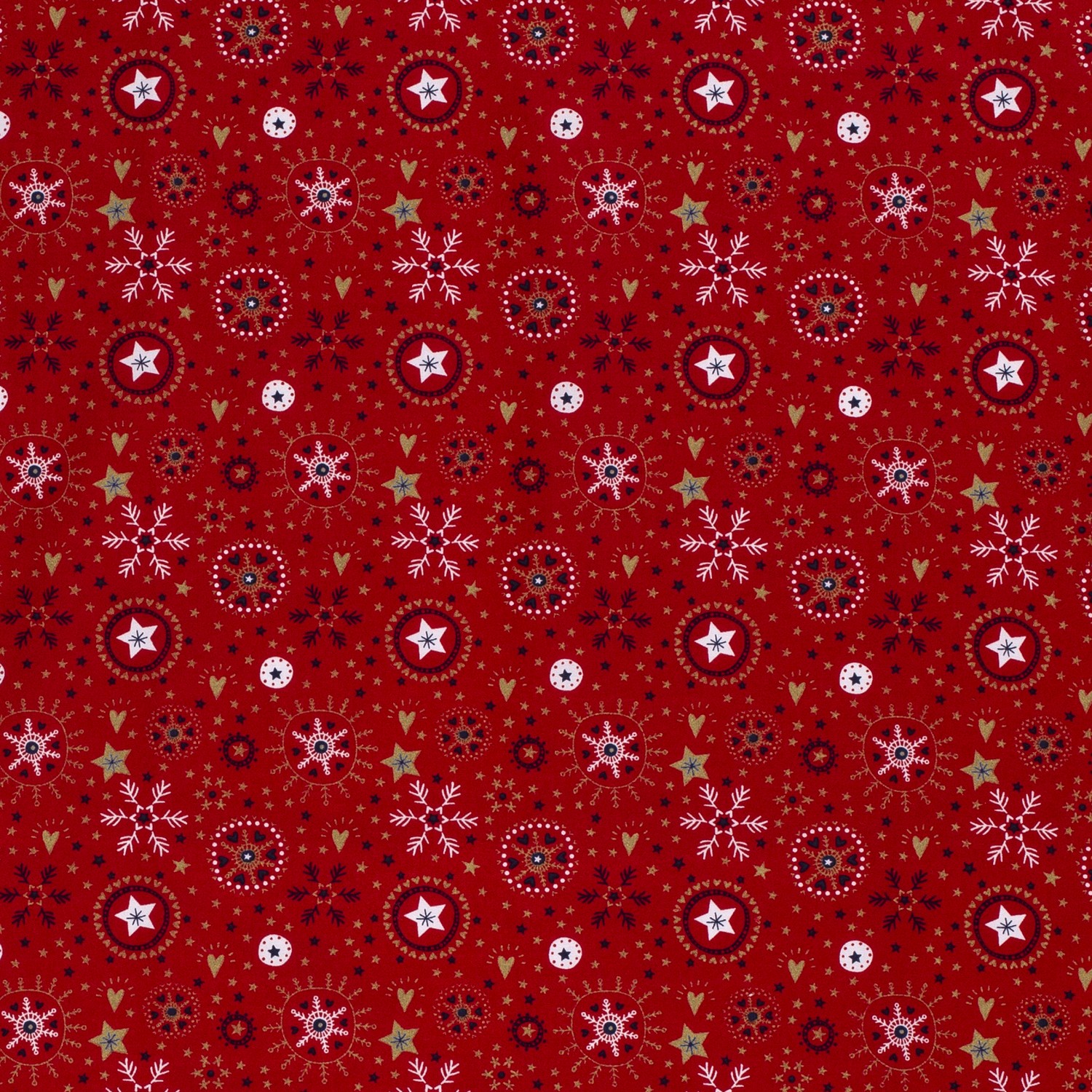 Baumwollstoff Weihnachten, Sternenhimmel rot/gold