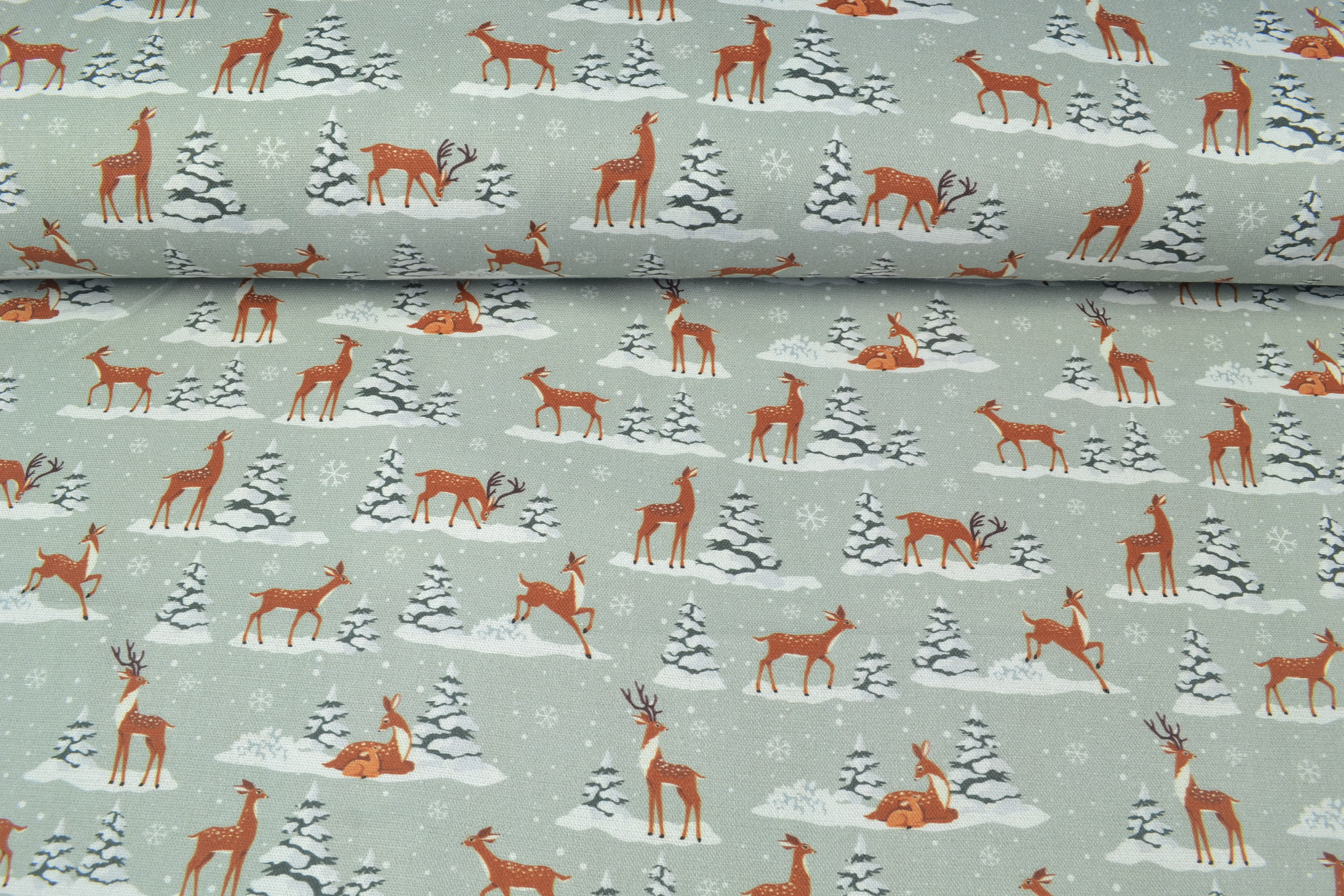 Canvas Deko Stoff Rentiere, grau