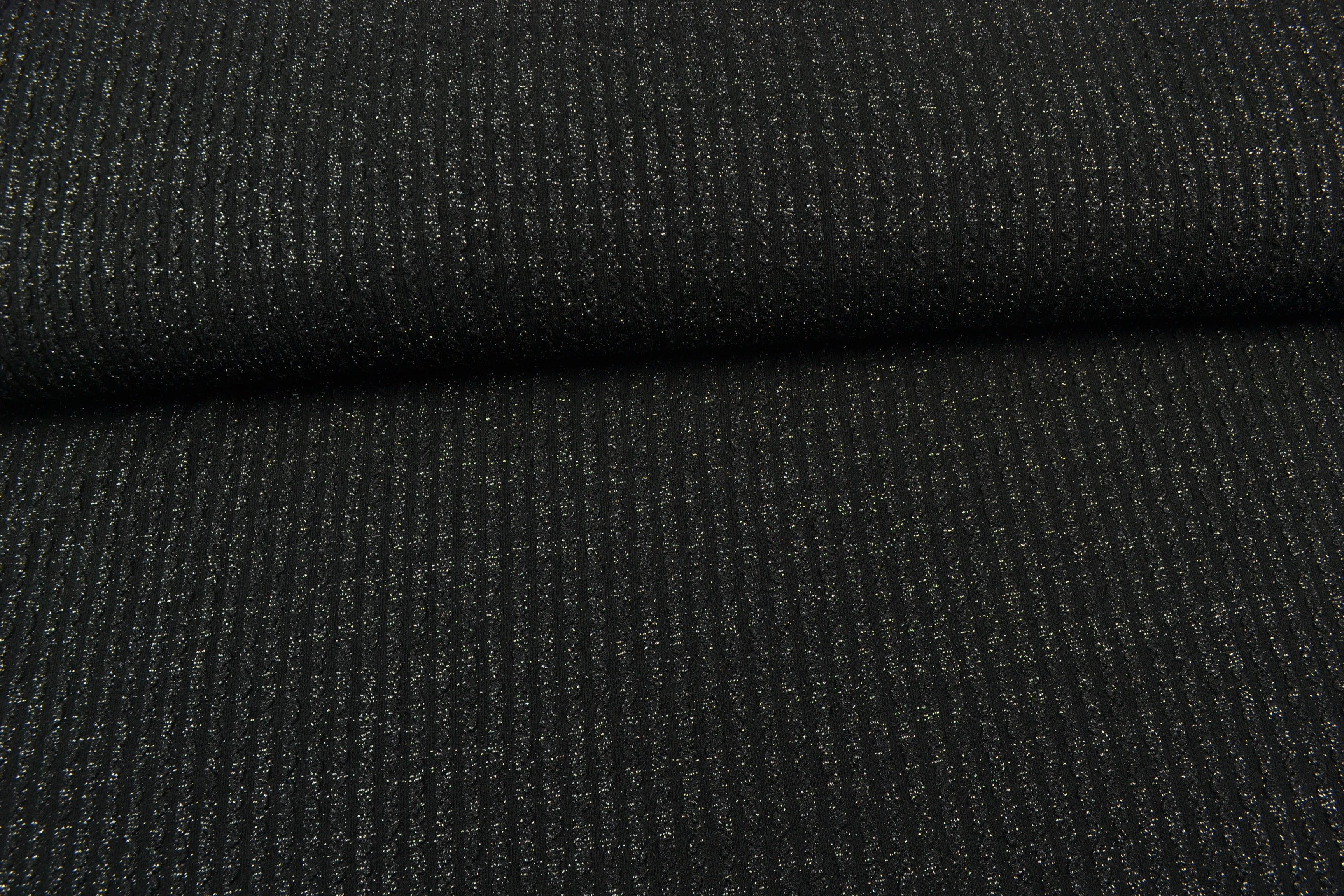 Metallic Jacquard Jersey, Streifen schwarz/ silber