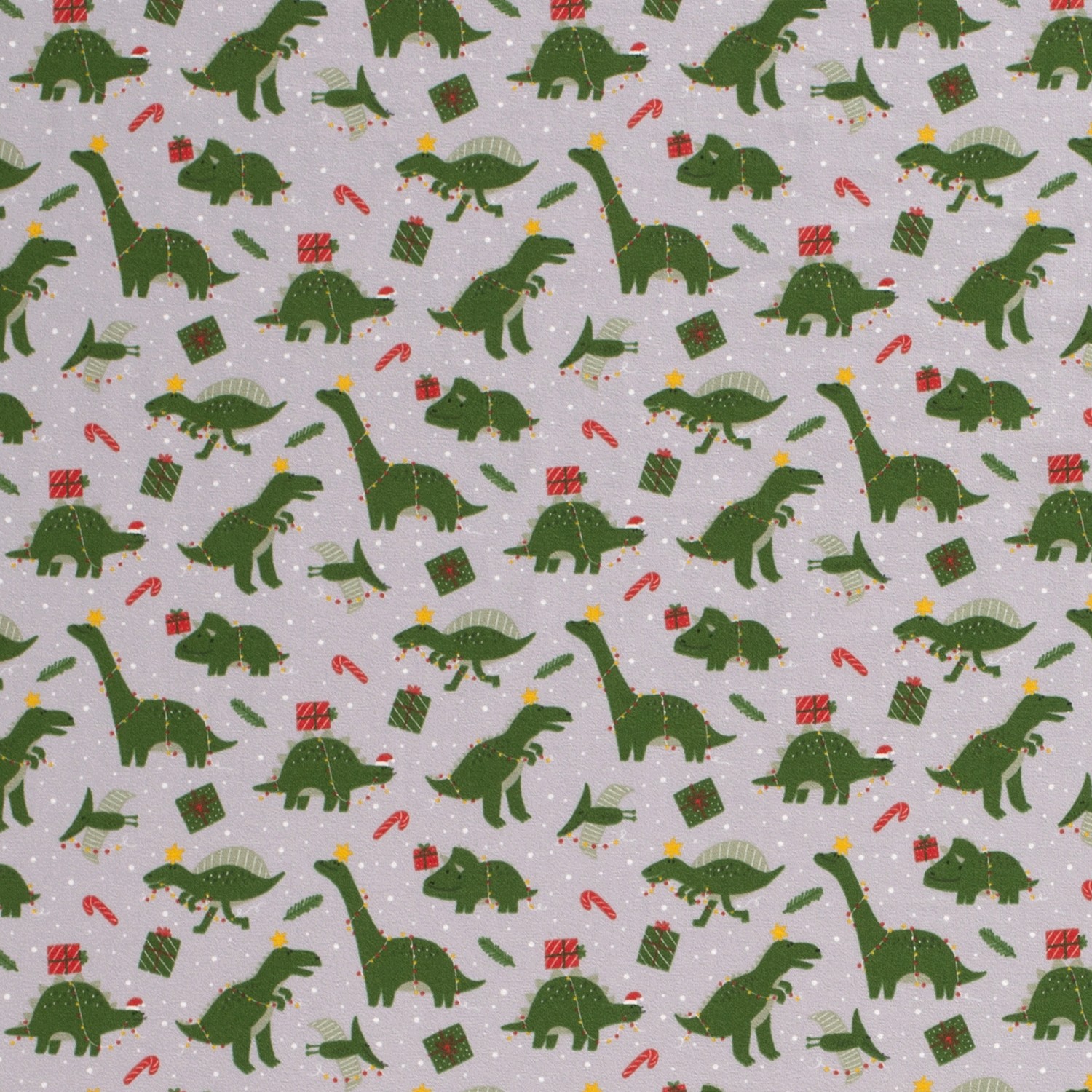 Baumwoll Jersey bedruckt Weihnachten Dinosaurier, hellgrau