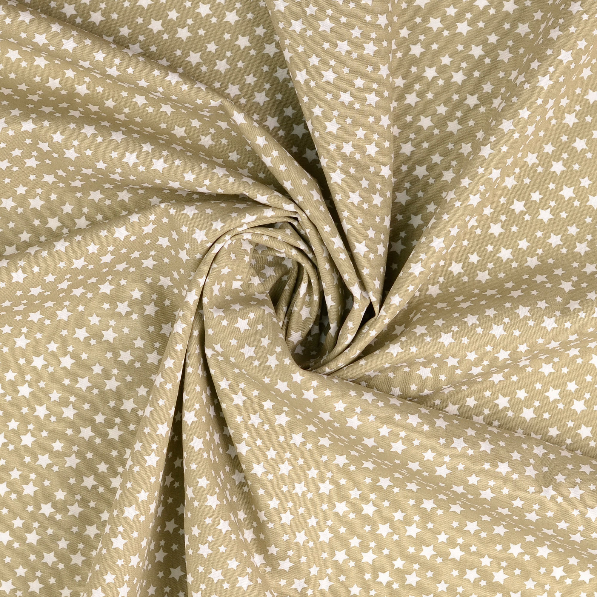 Baumwollstoff gemustert, Sternchen klein, dunkelbeige/ weiß  