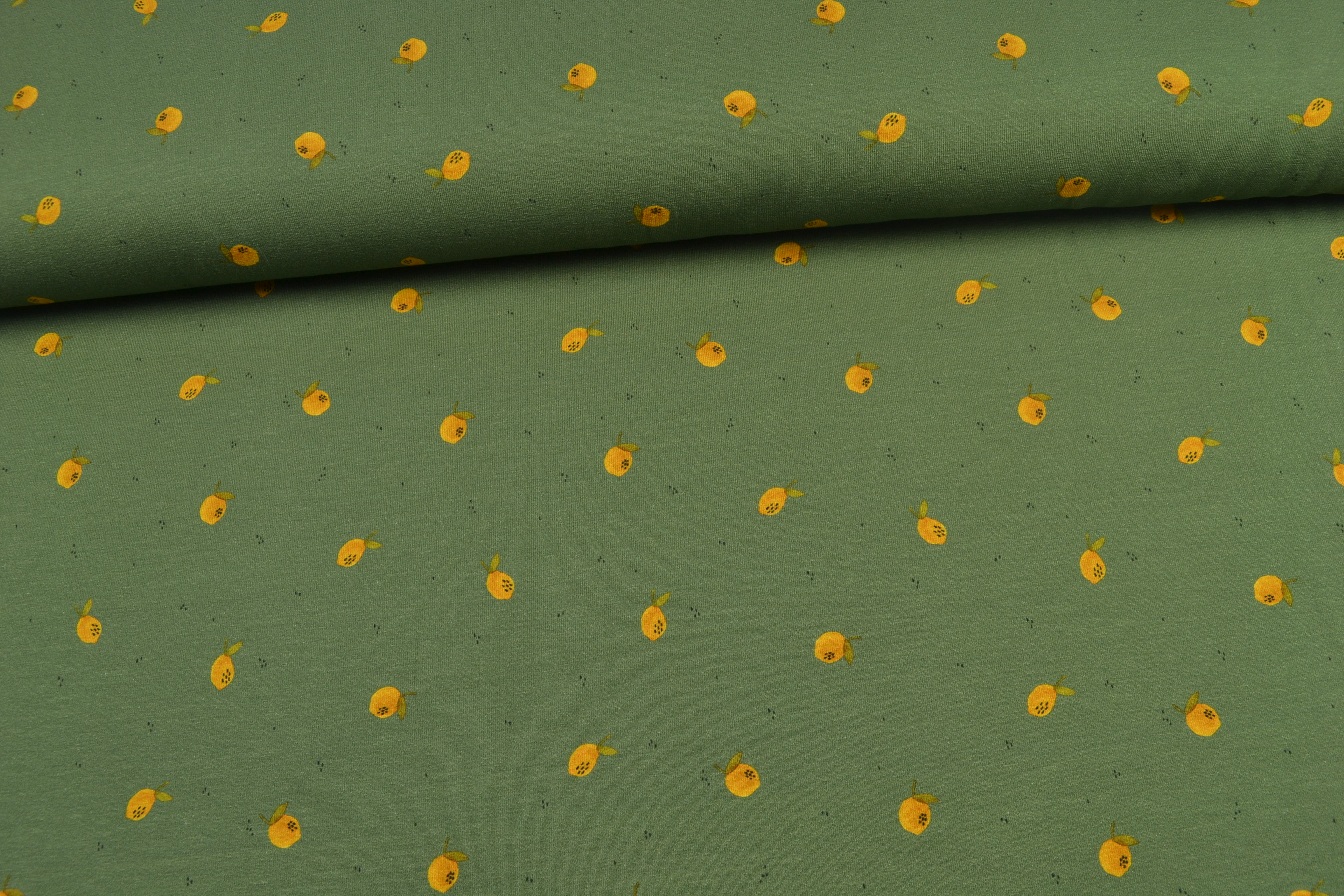 Baumwolljersey Zitronen, khaki