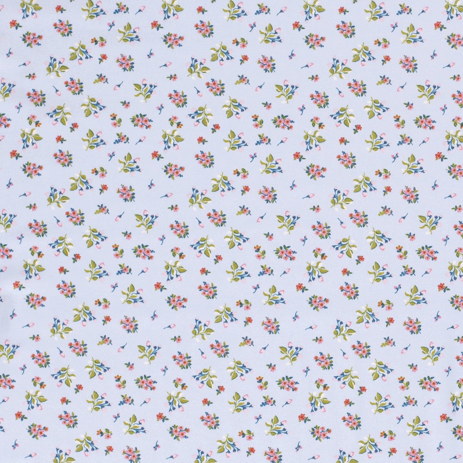 Baumwollstoff Popeline Blumen, babyblau