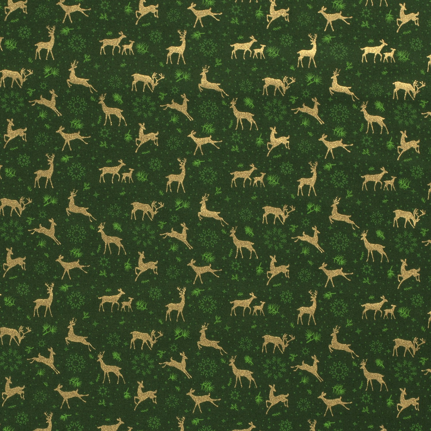 Baumwolle Popeline Stoff Bedruckt Rehe, dunkelgrün