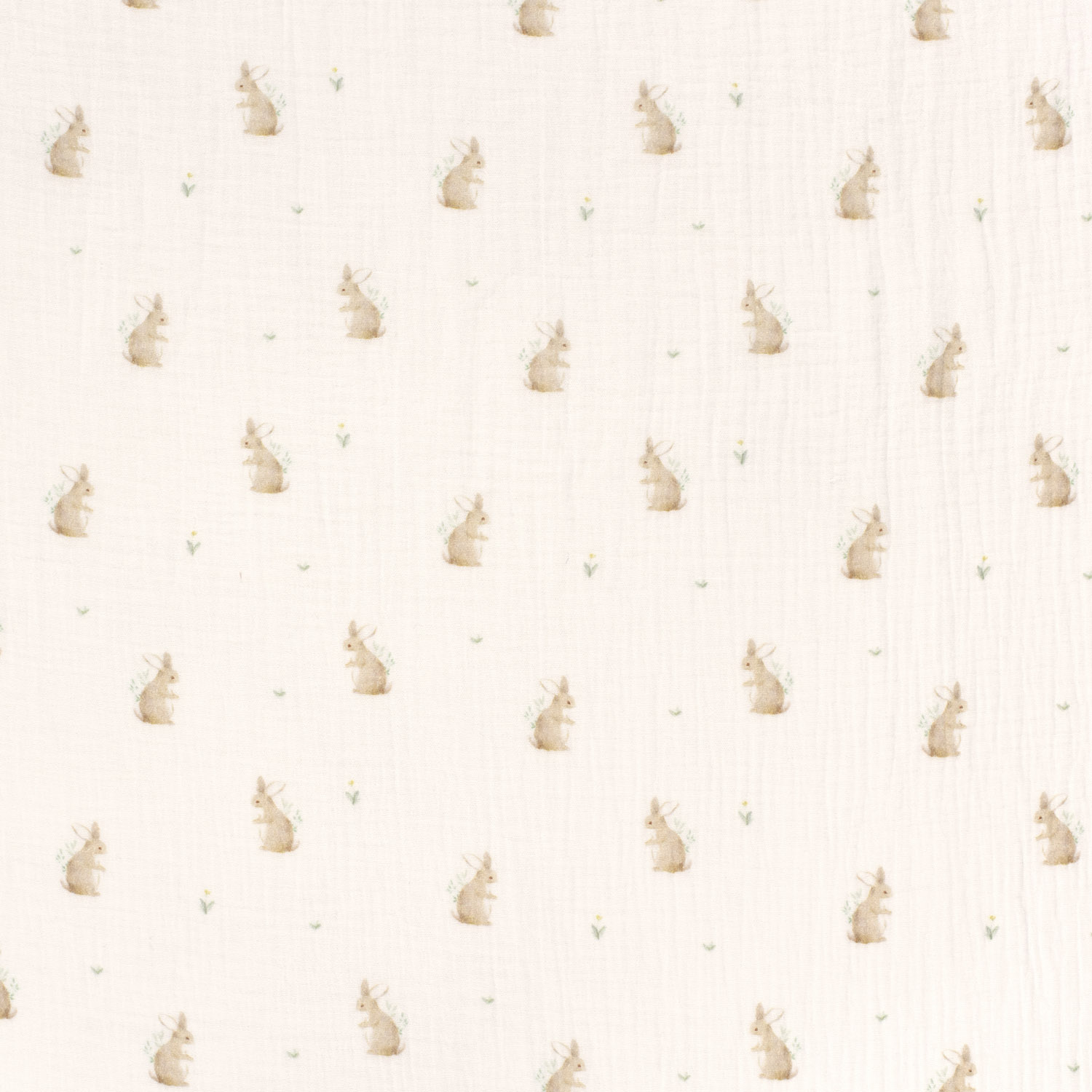 Musselin Stoff digital bedruckt Kaninchen - wollweiß