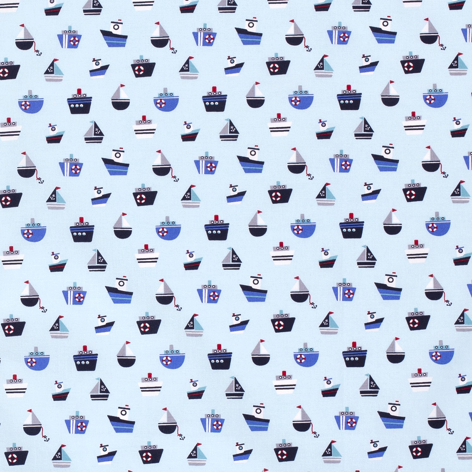Baumwollstoff Schiffe, babyblau