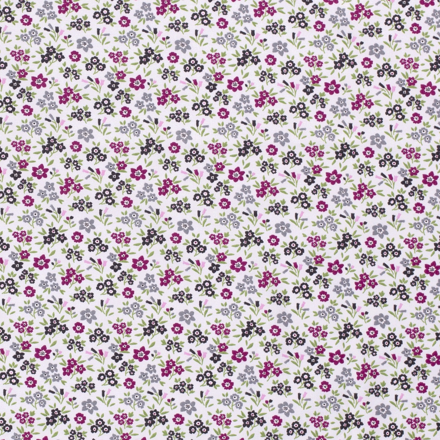 Baumwolle Popeline Bedruckt Blumen, hellgrau