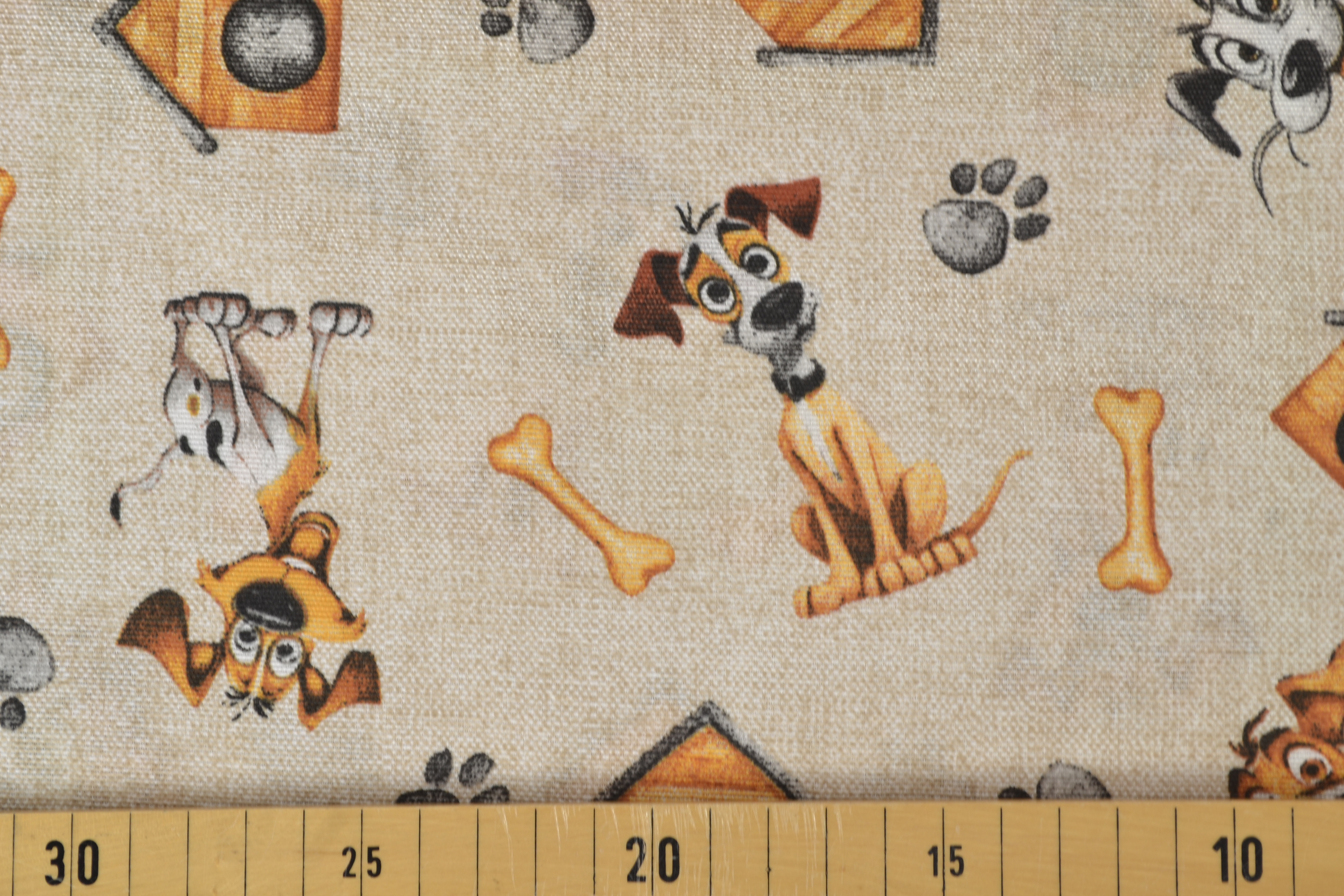 Canvas Deko Stoff lustige Hunde, beige