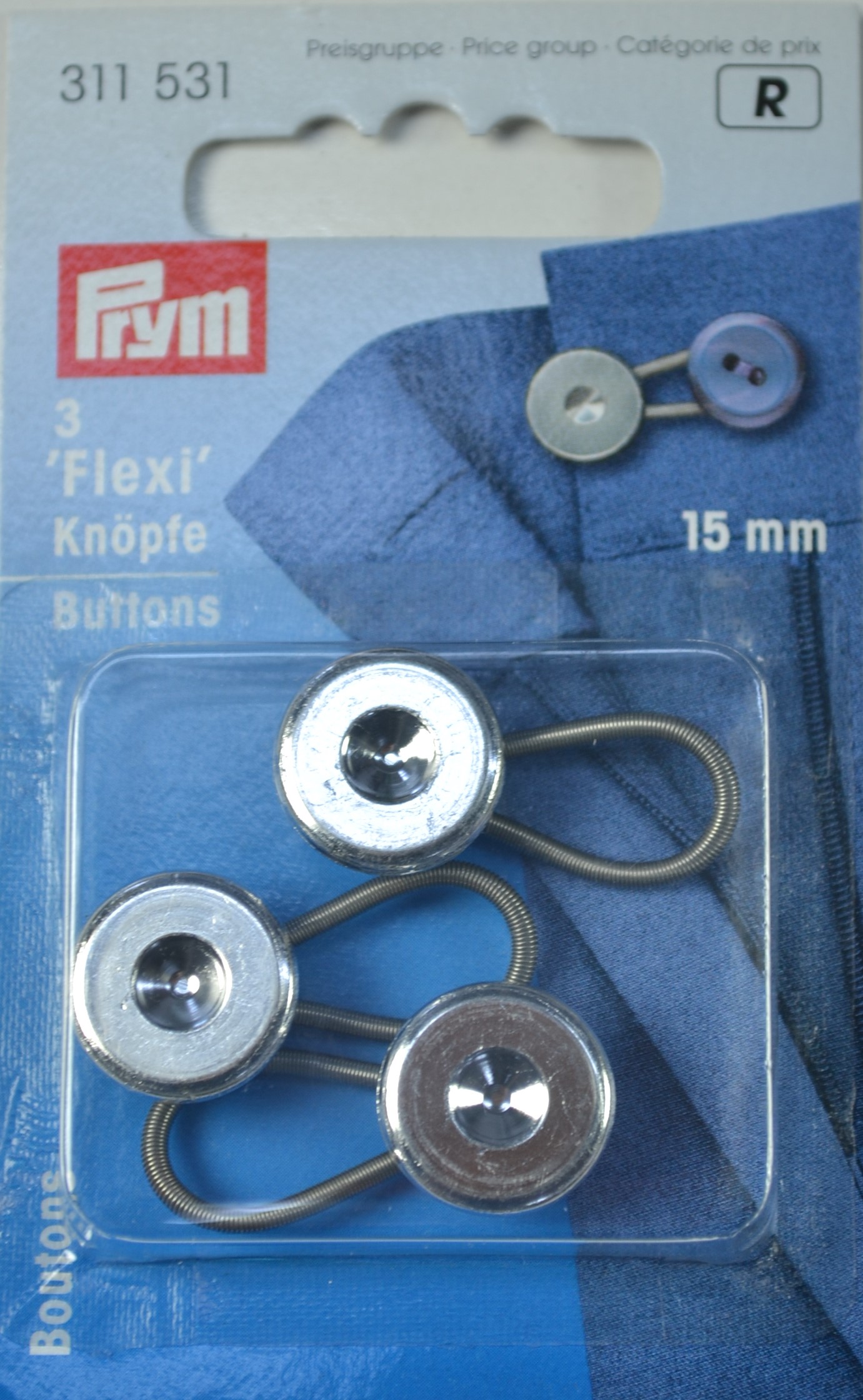 Prym Flexi-Knöpfe mit Schlaufe, 15mm