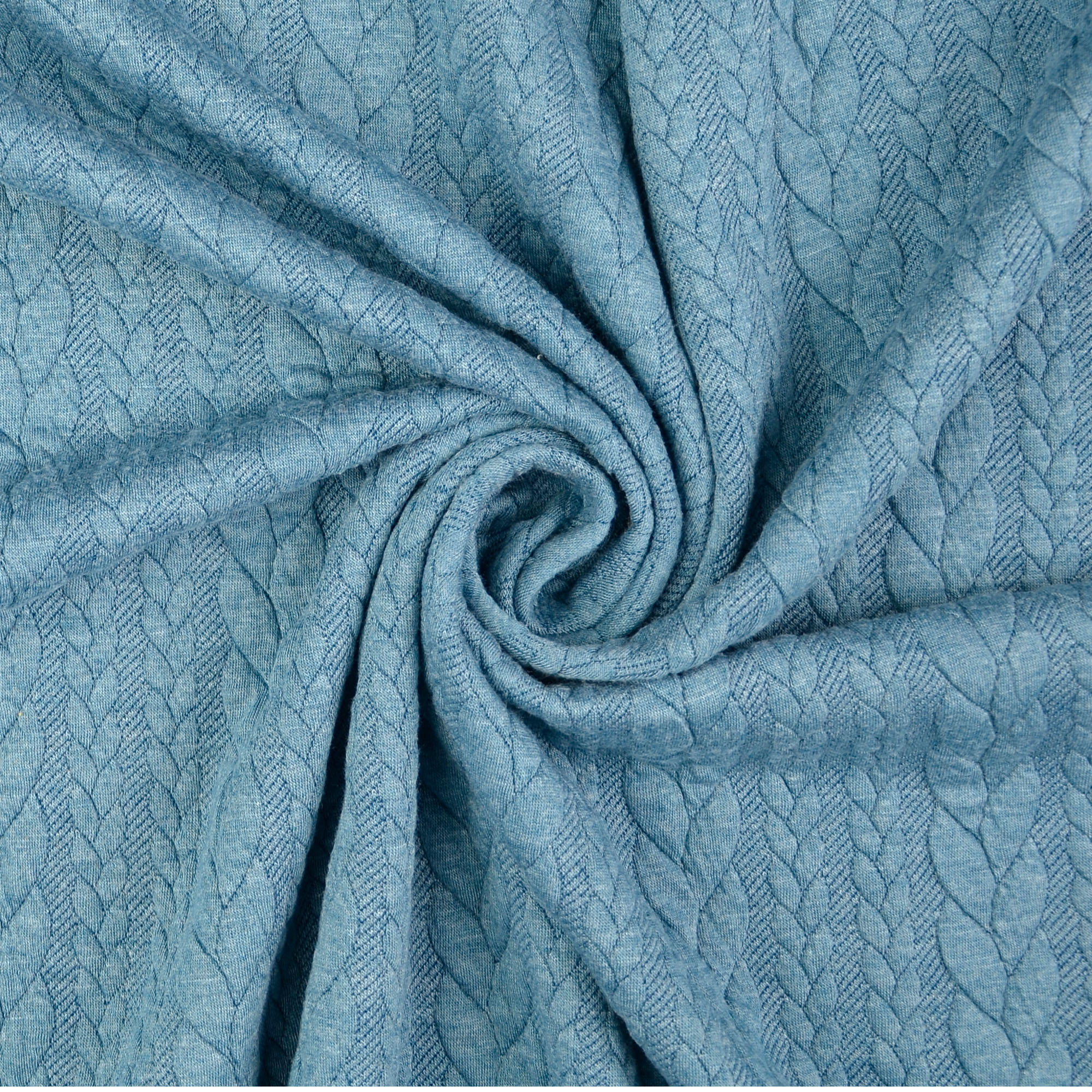 Jacquard Jersey Zopfstrick, petrol