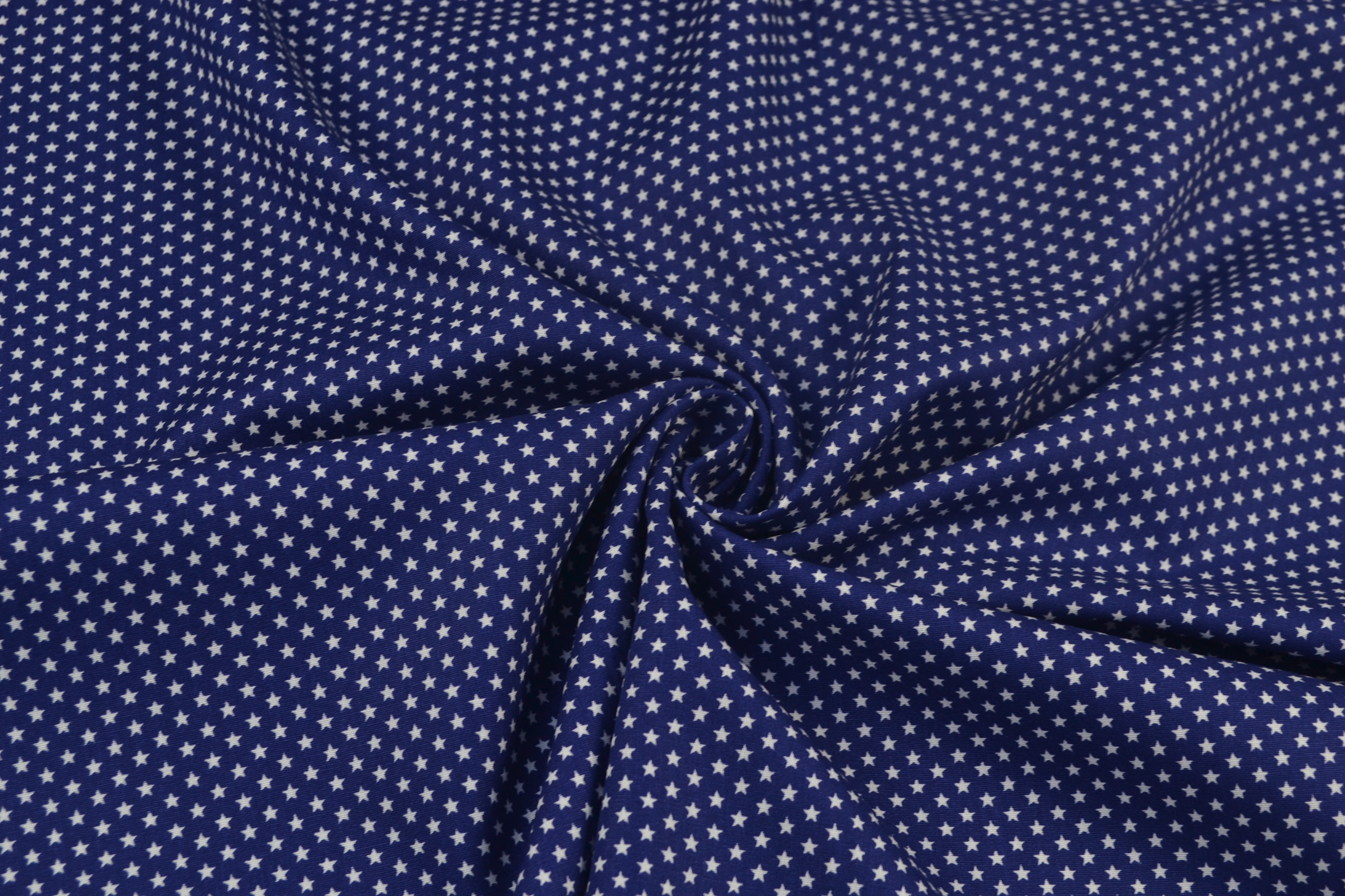 Baumwollstoff Popeline kleine Sterne, royalblau