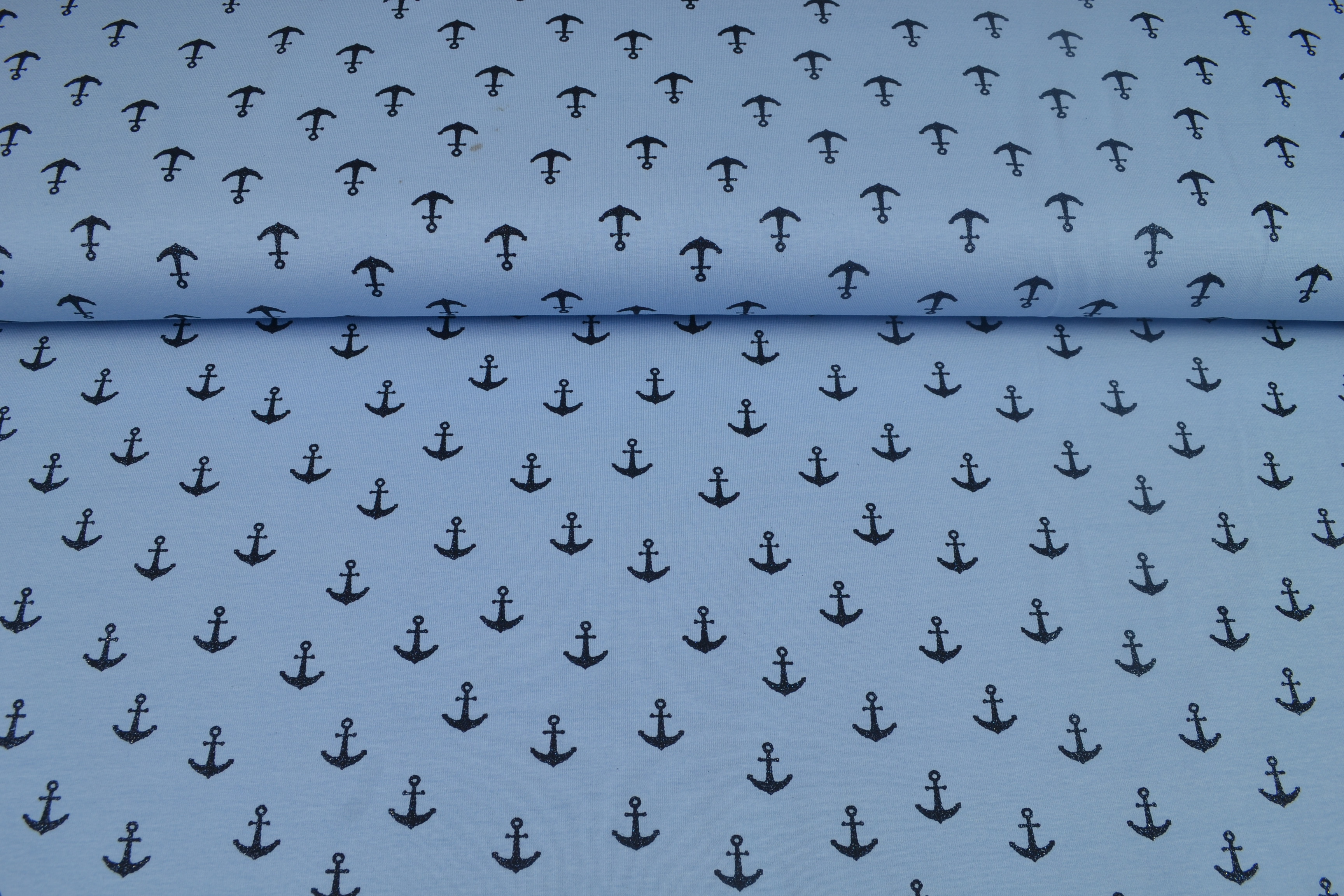 Baumwolljersey Anker, hellblau