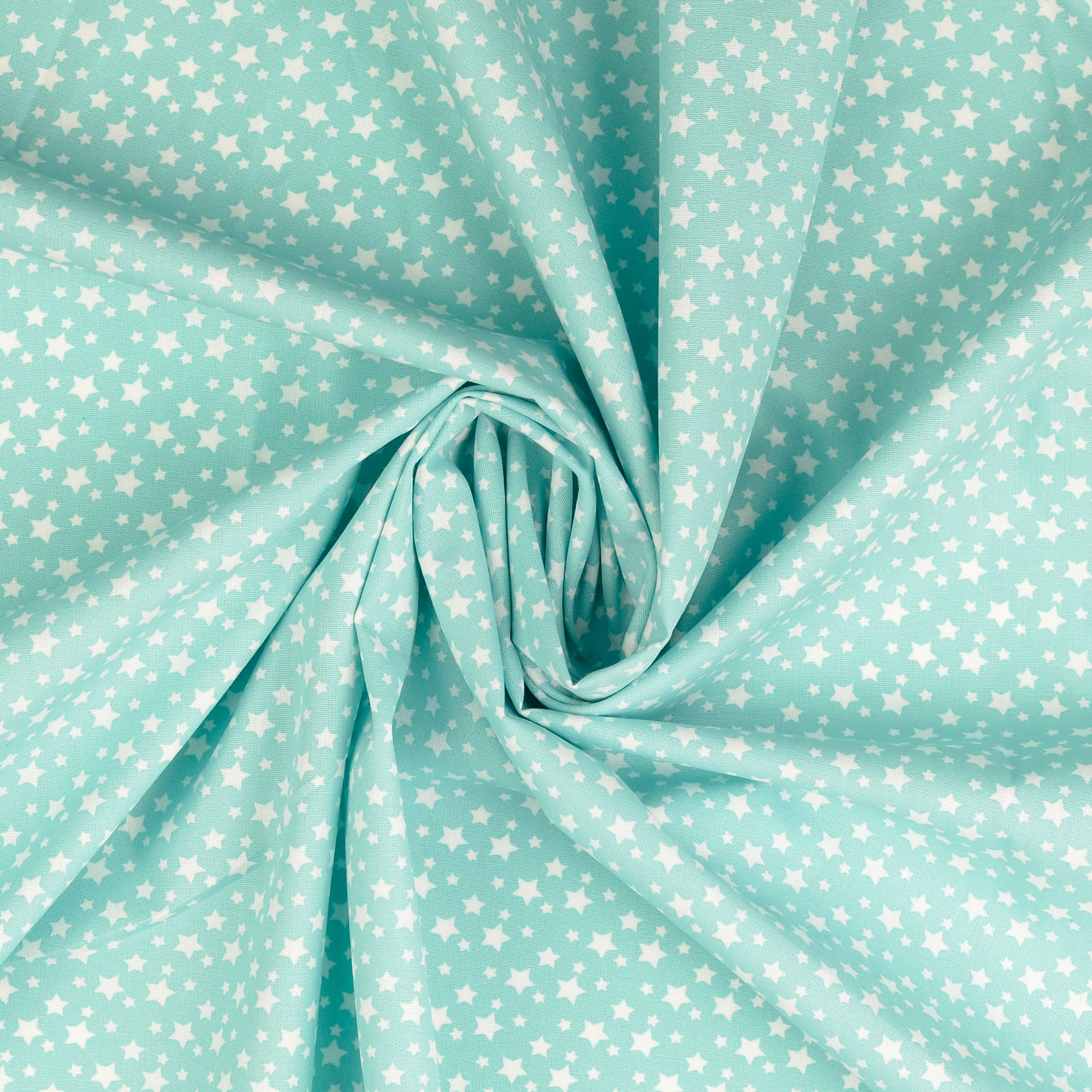 Baumwollstoff gemustert, Sternchen klein, türkis/ weiß