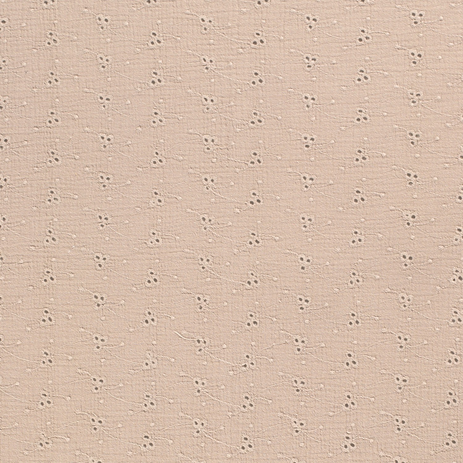 Baumwollstoff Musselin Double Gauze mit Stickerei, beige