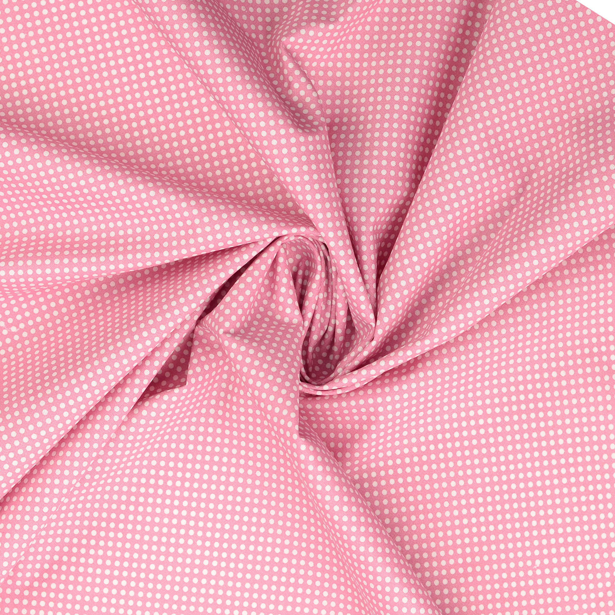 Baumwollstoff gemustert, Tupfen, pink/ weiß   