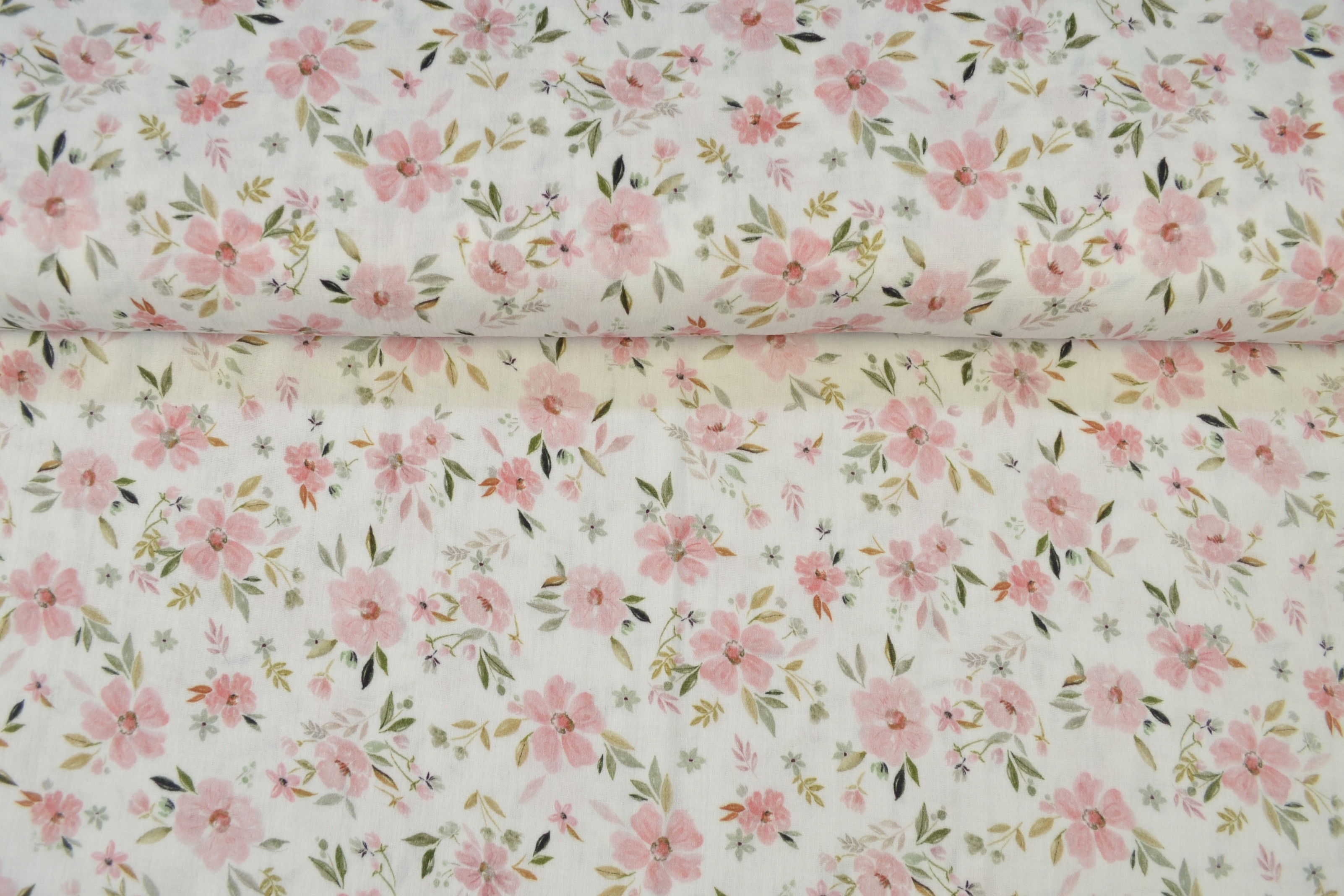 Baumwoll Musselin Double Gauze Digitaldruck Blumen, rosa