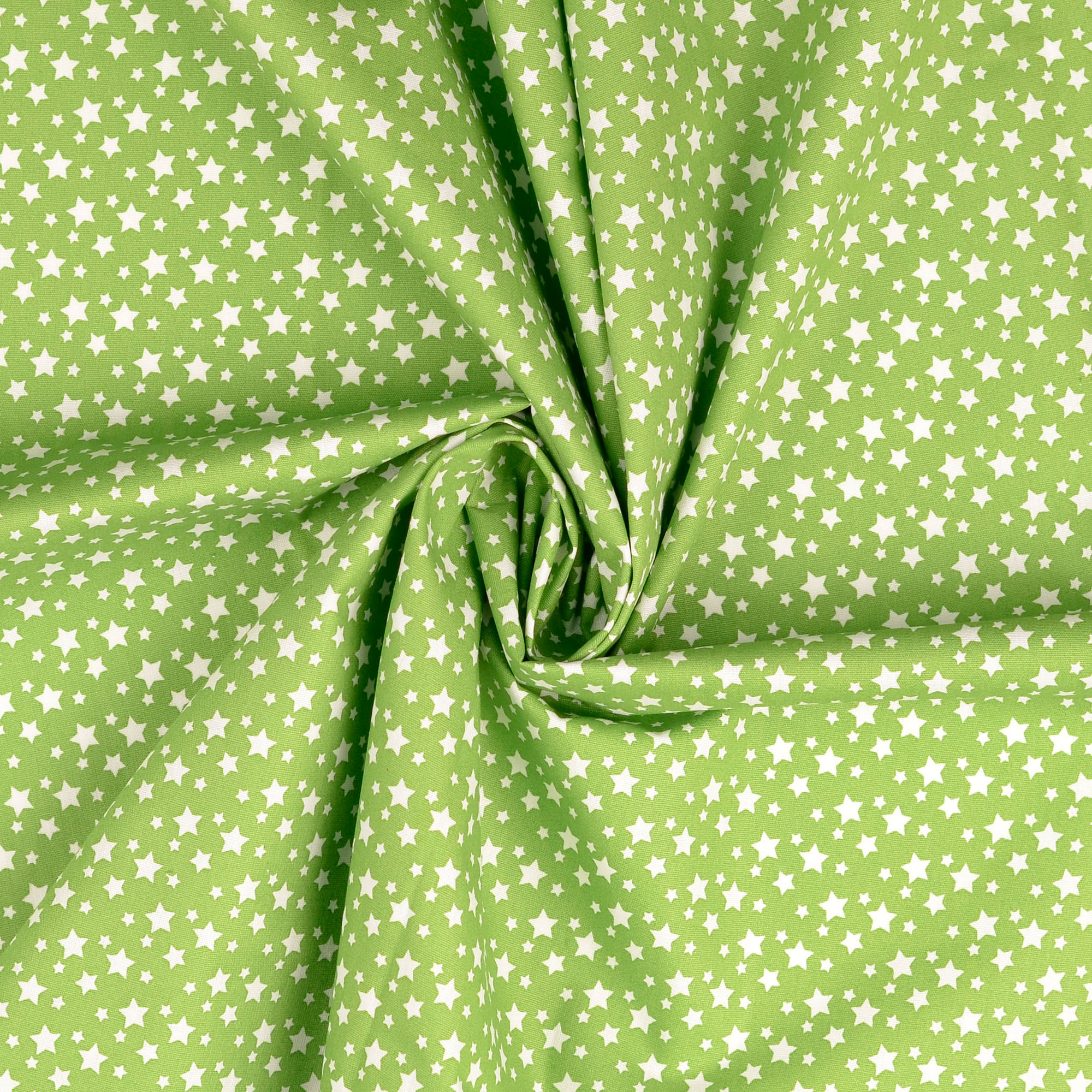 Baumwollstoff gemustert, Sternchen klein, hellgrün/ weiß  