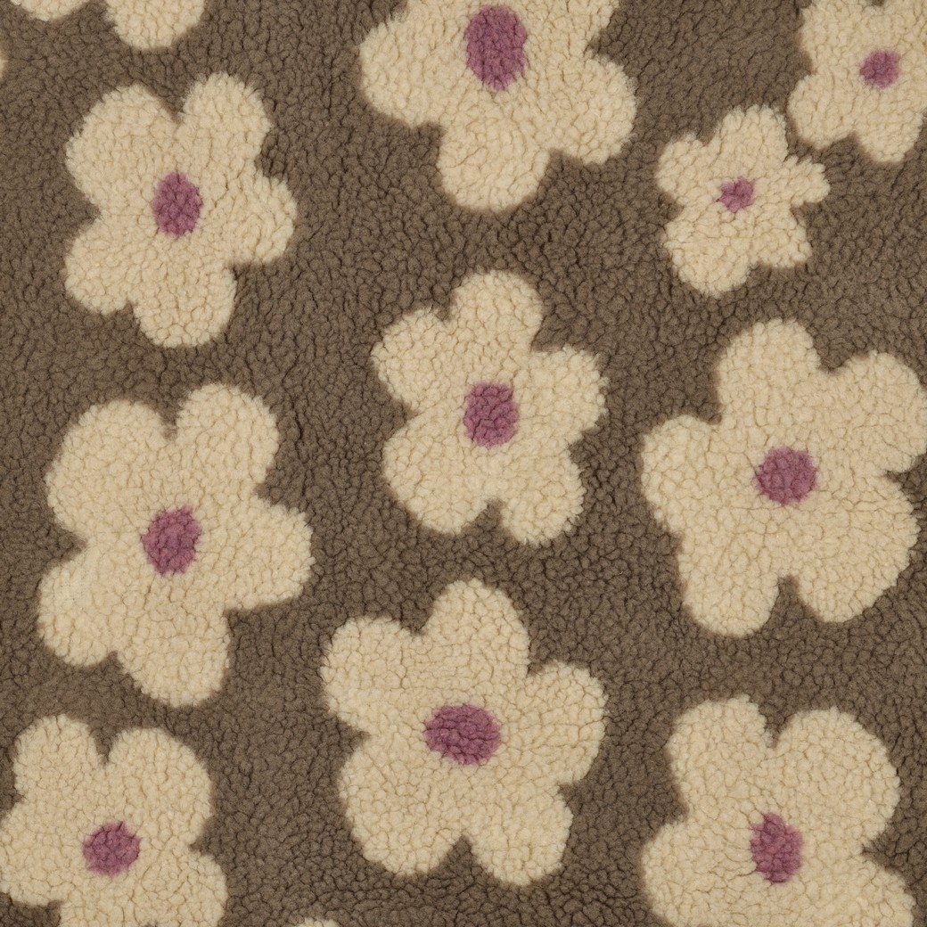 TEDDYSTOFF JACQUARD BLUMEN - TAUPE/BEIGE
