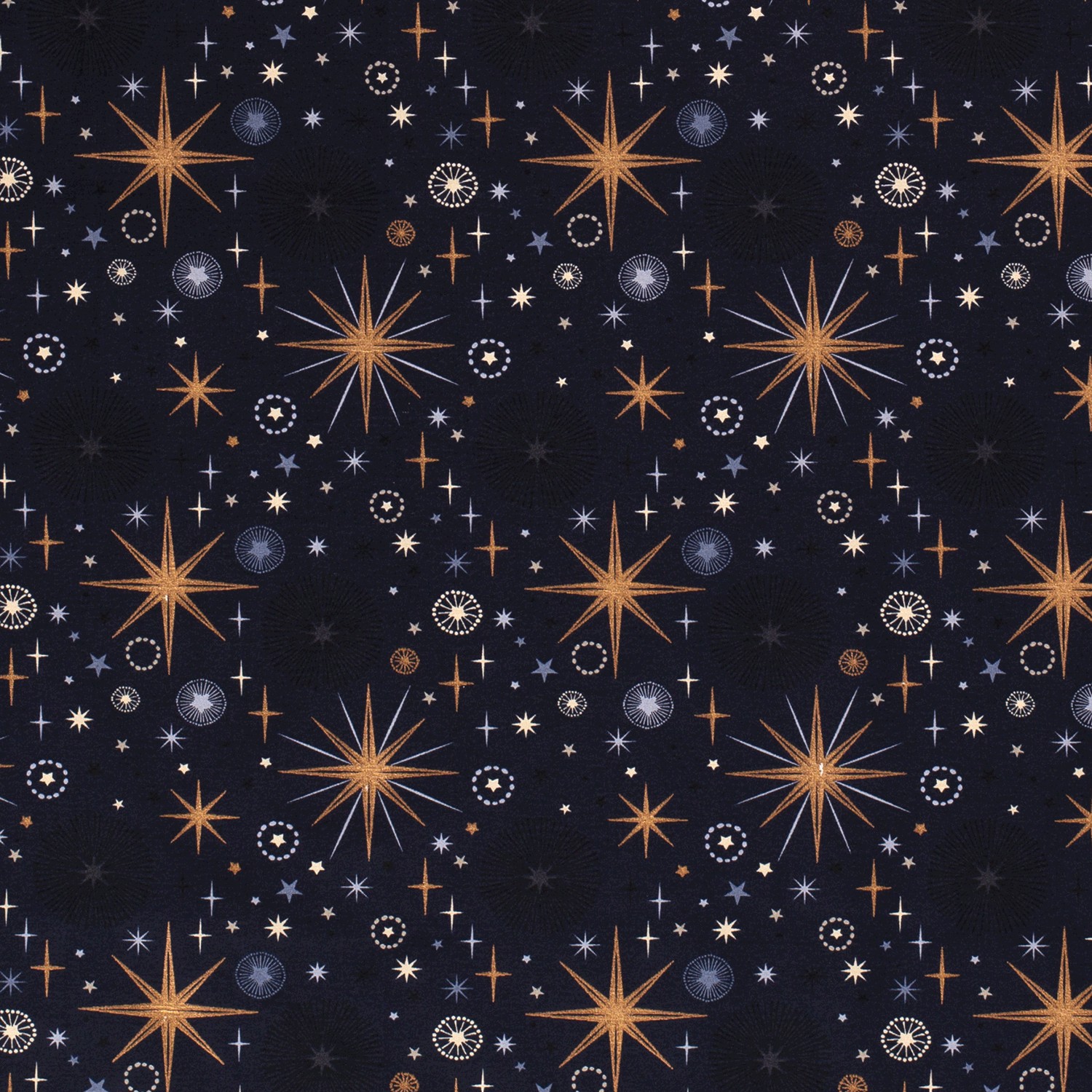 Baumwollstoff Weihnachten, Sternschnuppen dunkelblau