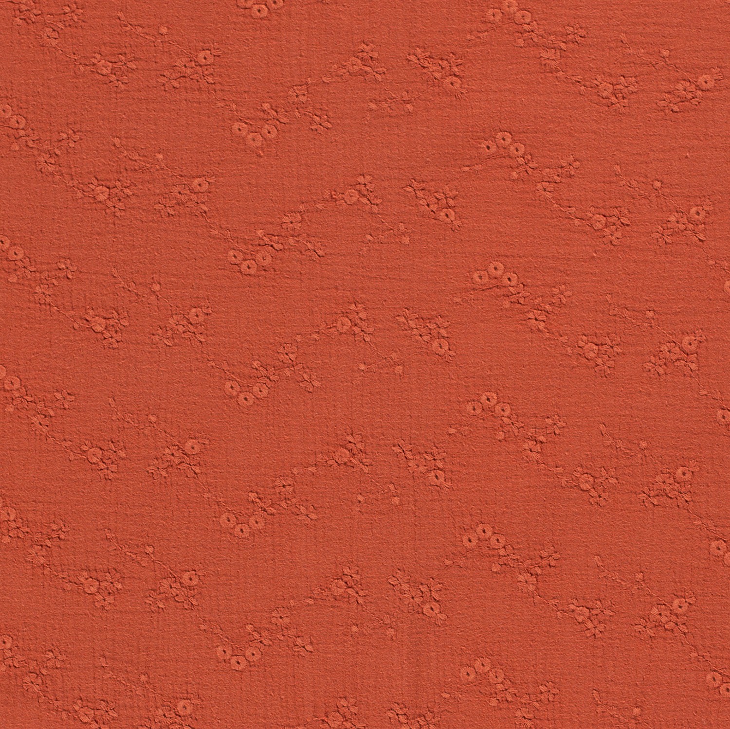 Musselin Stoff Bestickt Blumen, terra