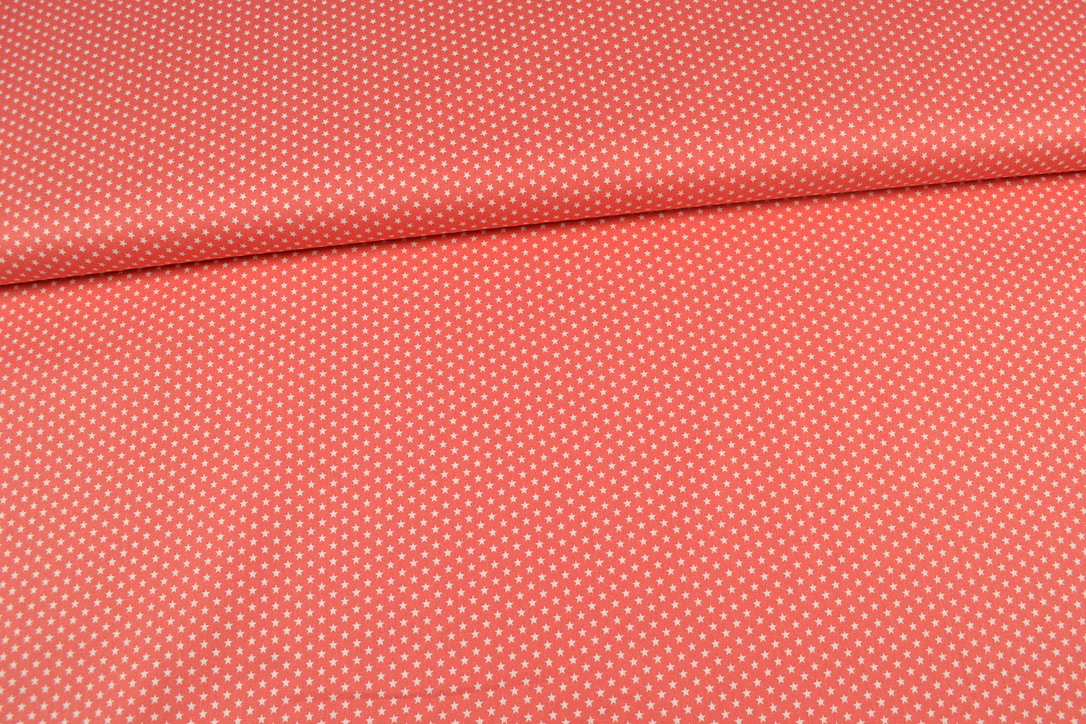 Baumwollstoff Popeline kleine Sterne, koralle