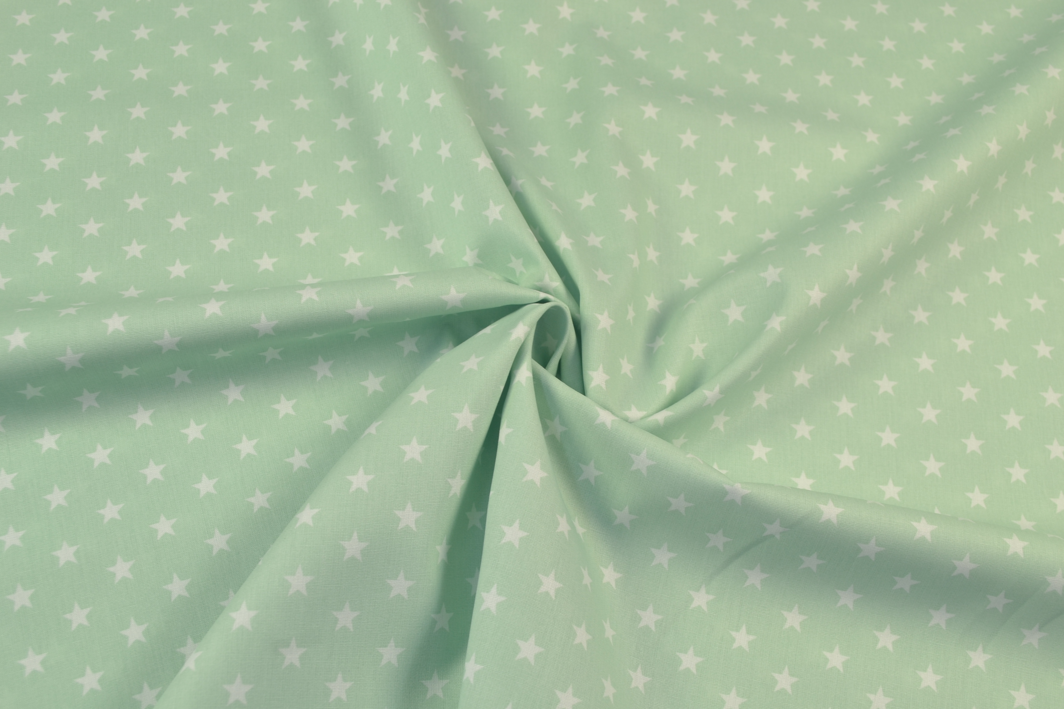 Baumwollstoff Popeline Sterne, mintgrün