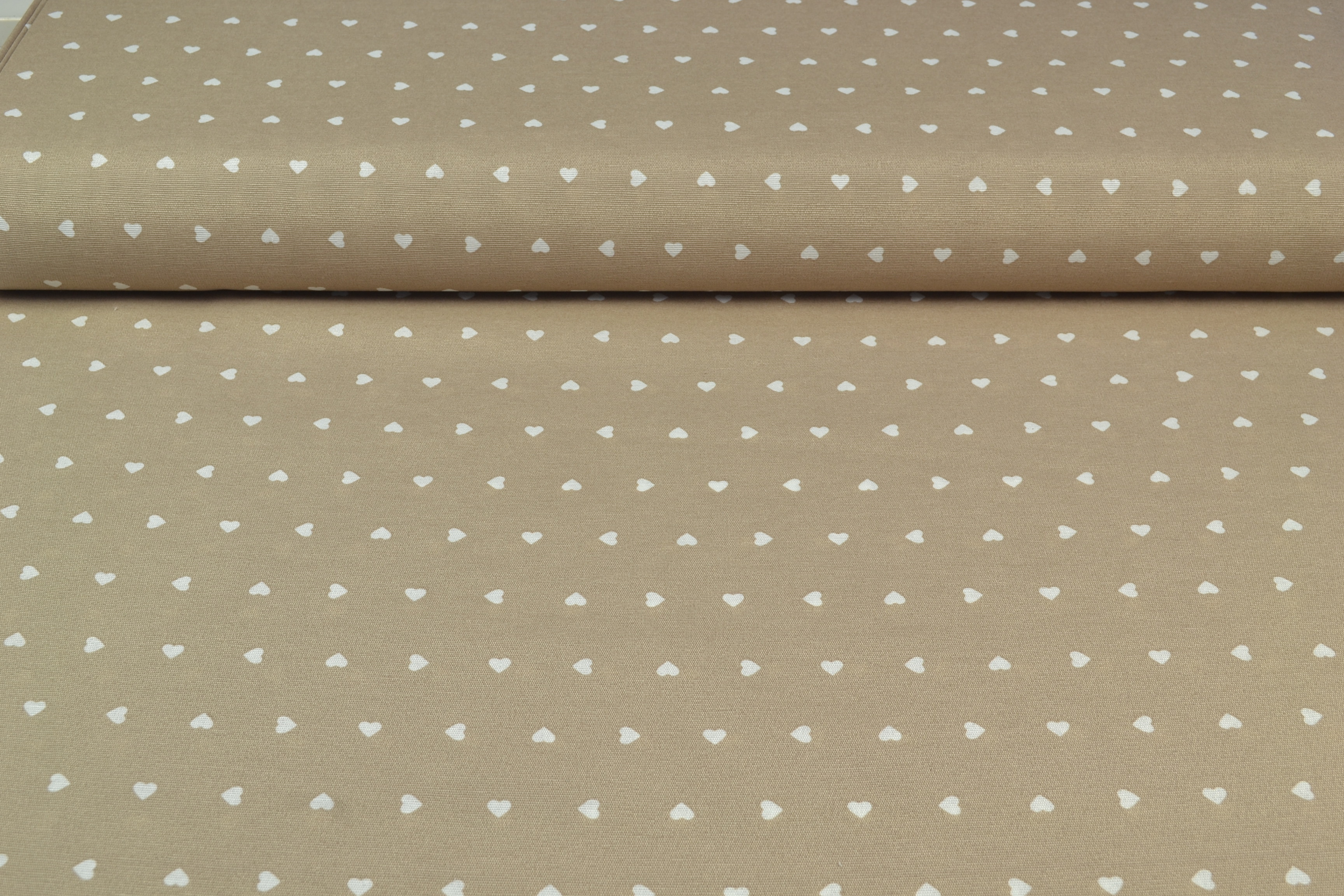 Canvas Deko Stoff Herzchen beige