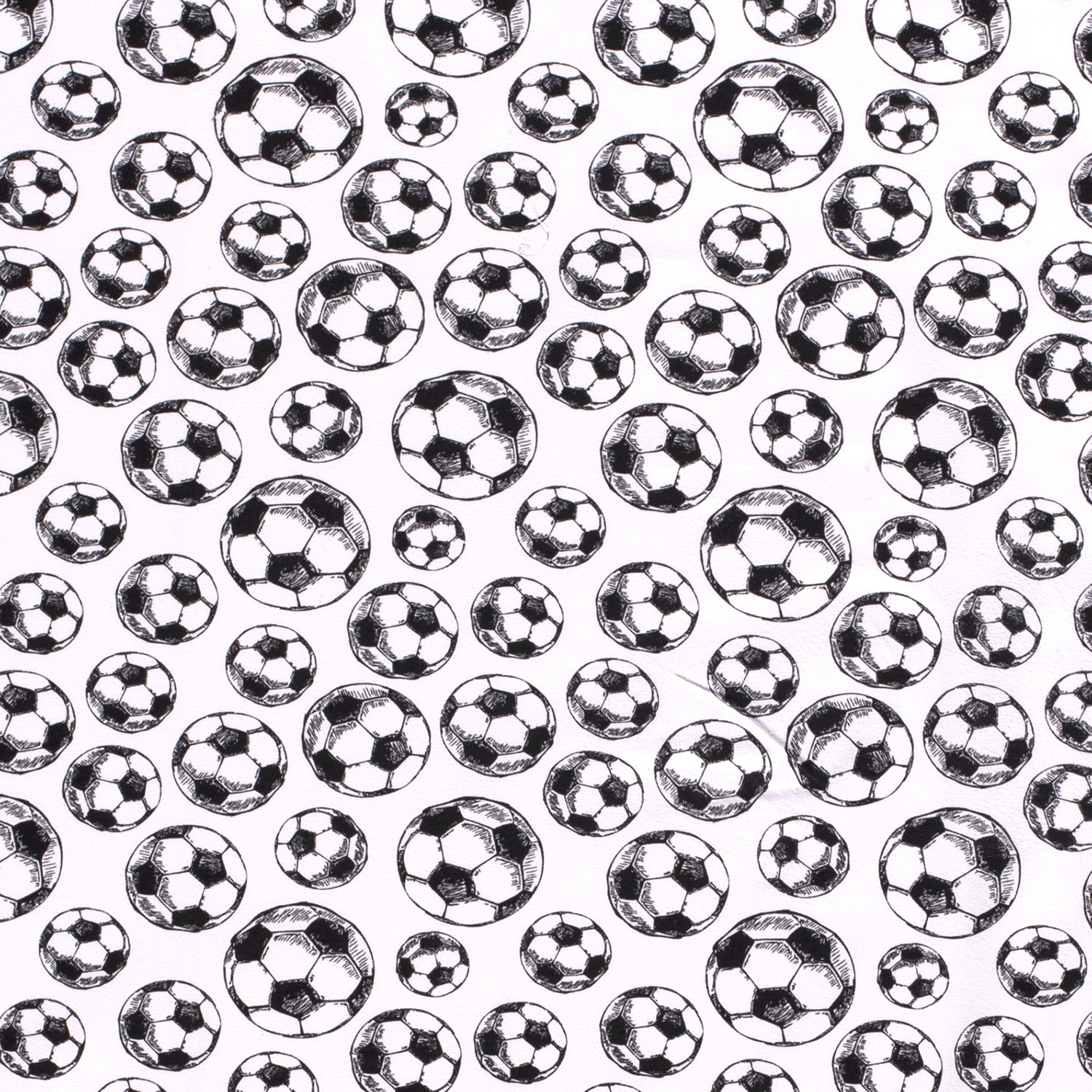 Baumwolljersey bedruckt Fußball, weiß