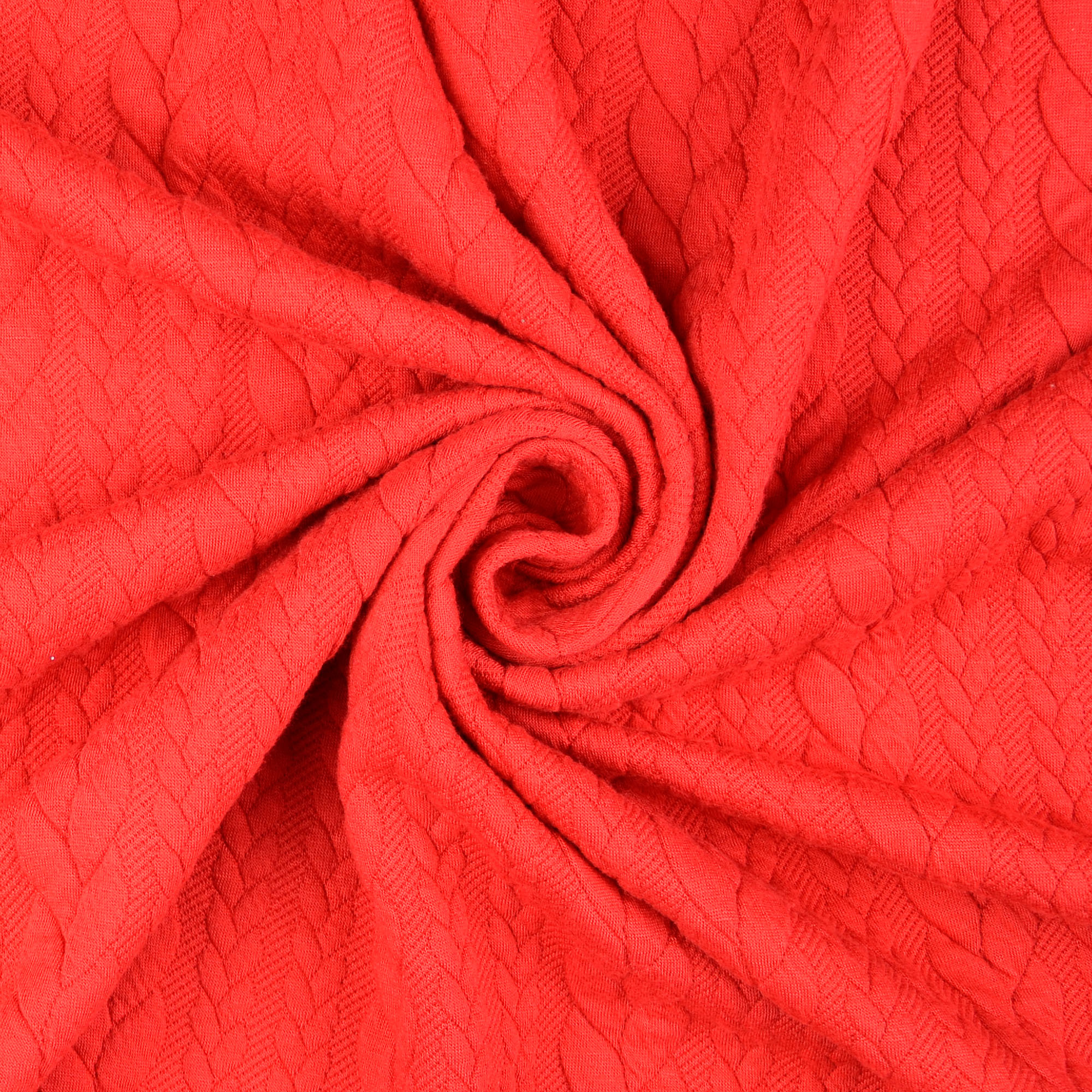 Jacquard Jersey Zopfstrick, kirschrot