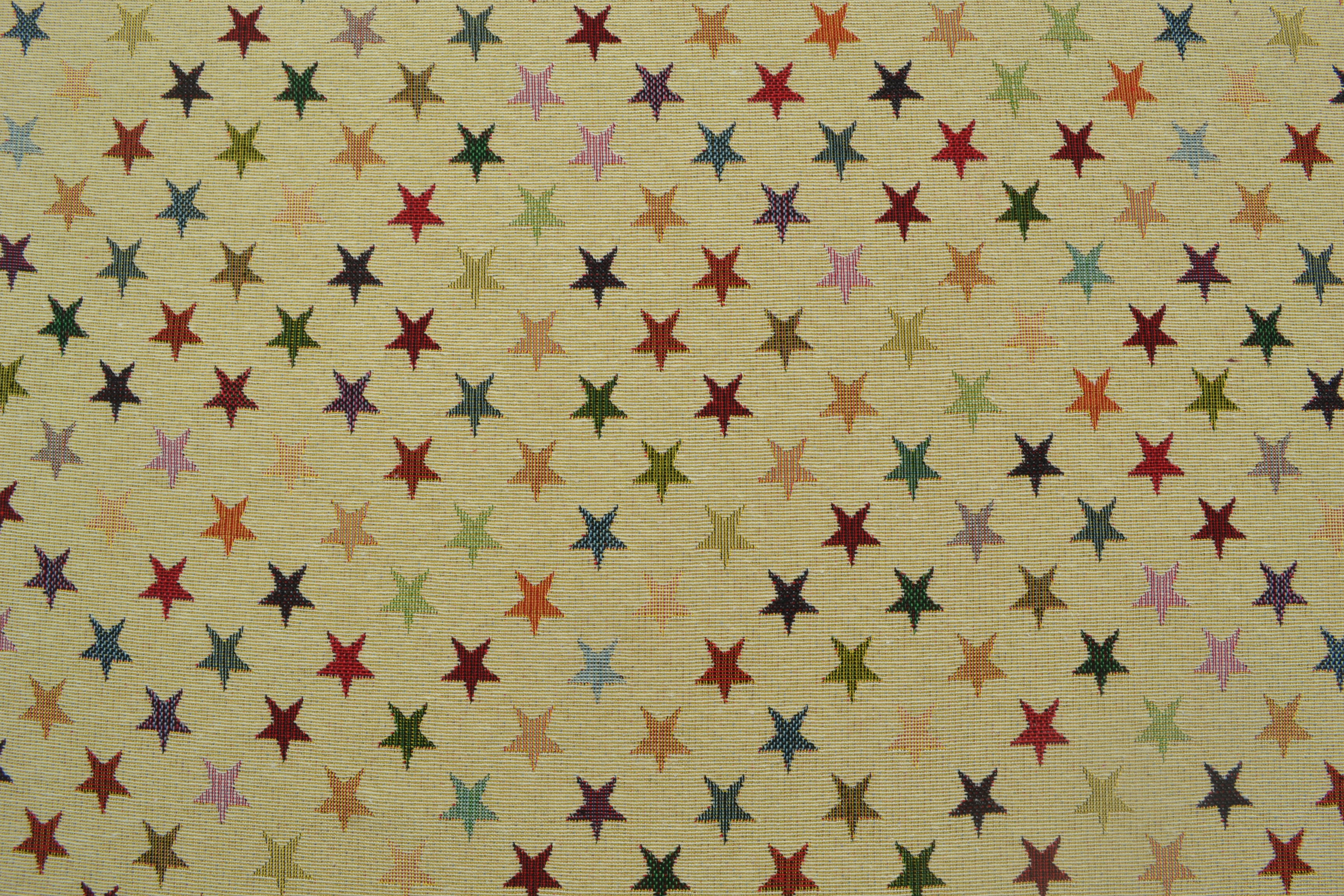 Gobelin Möbelstoff bunte Sternchen, beige