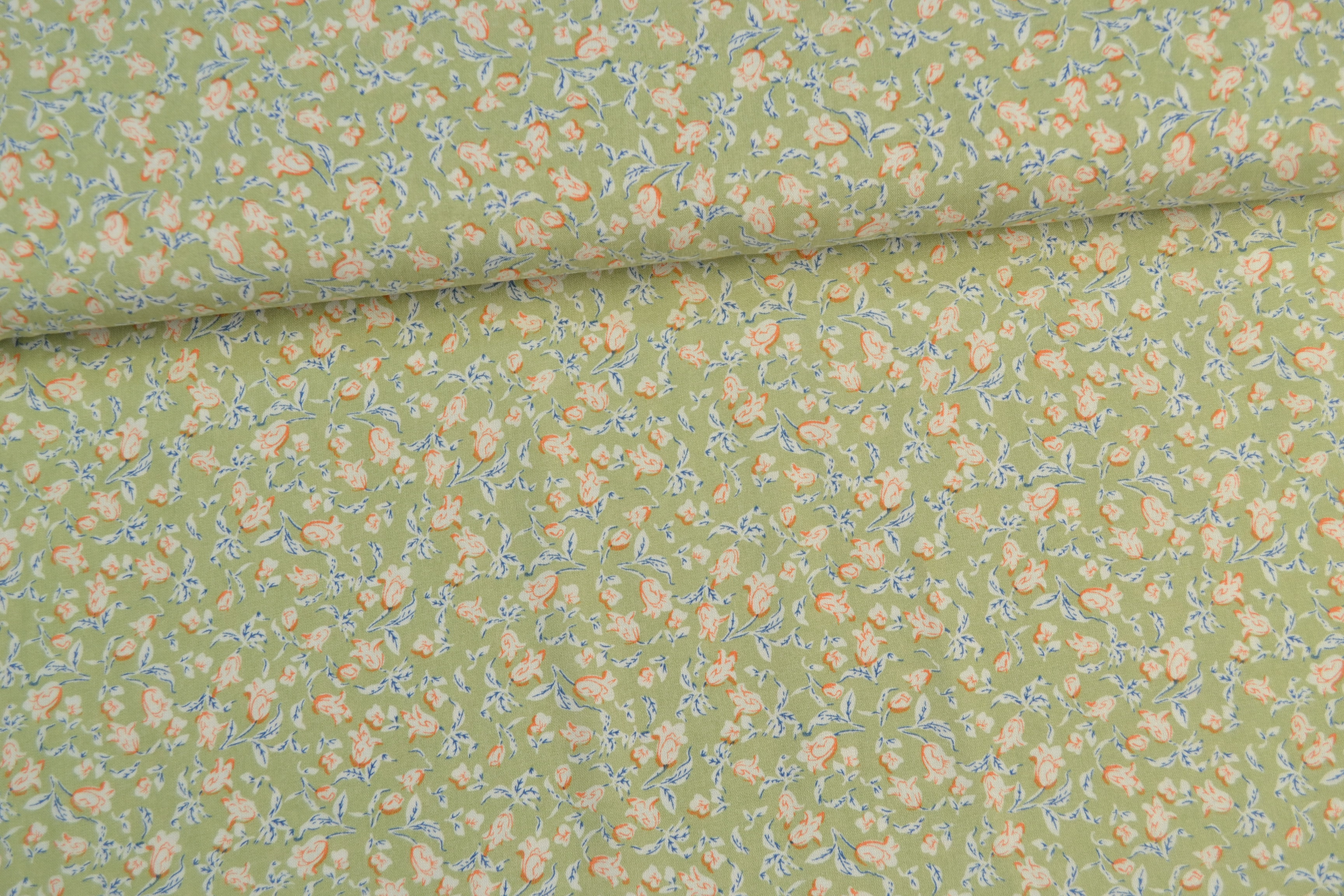 Viskosestoff Blumenmuster, mint