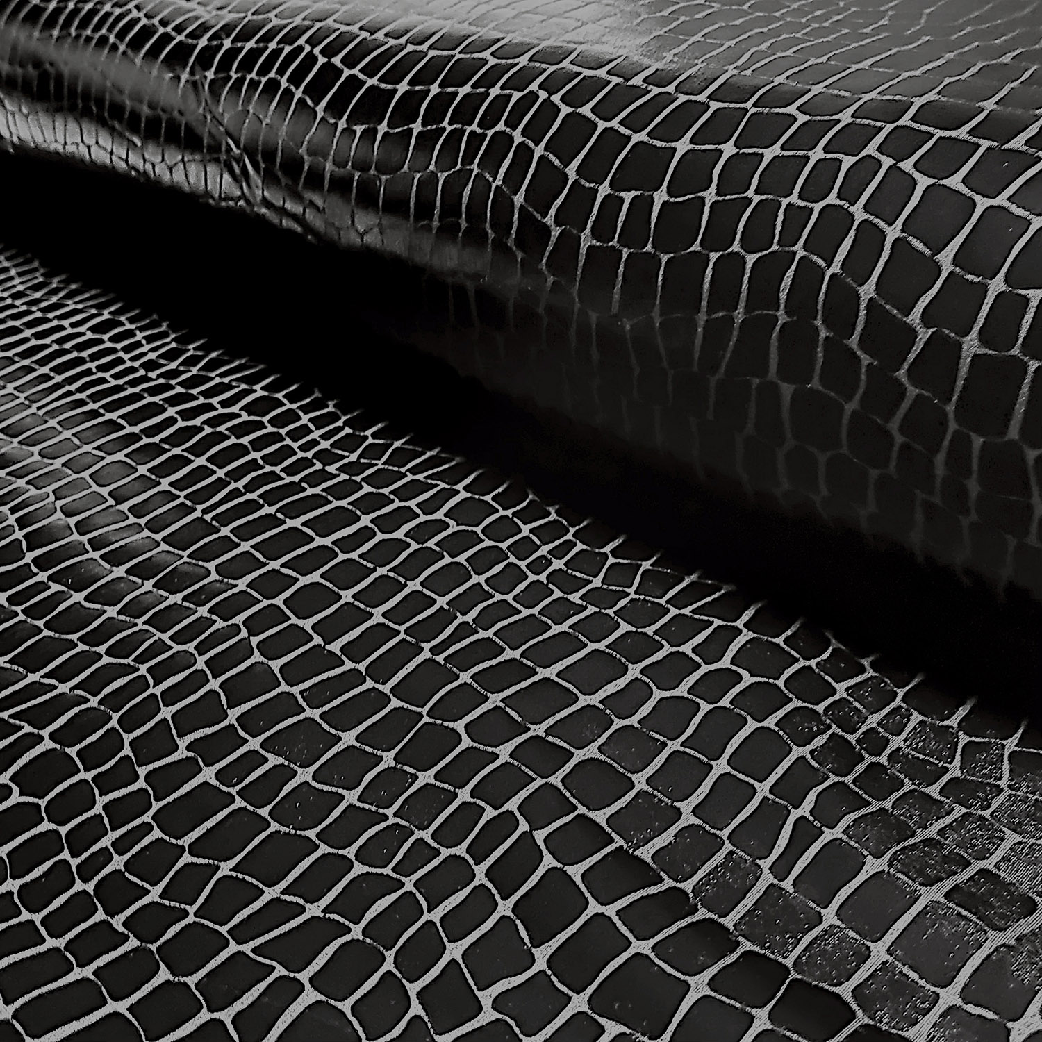 Lamé Stoff Foliendruck Krokodile Gold