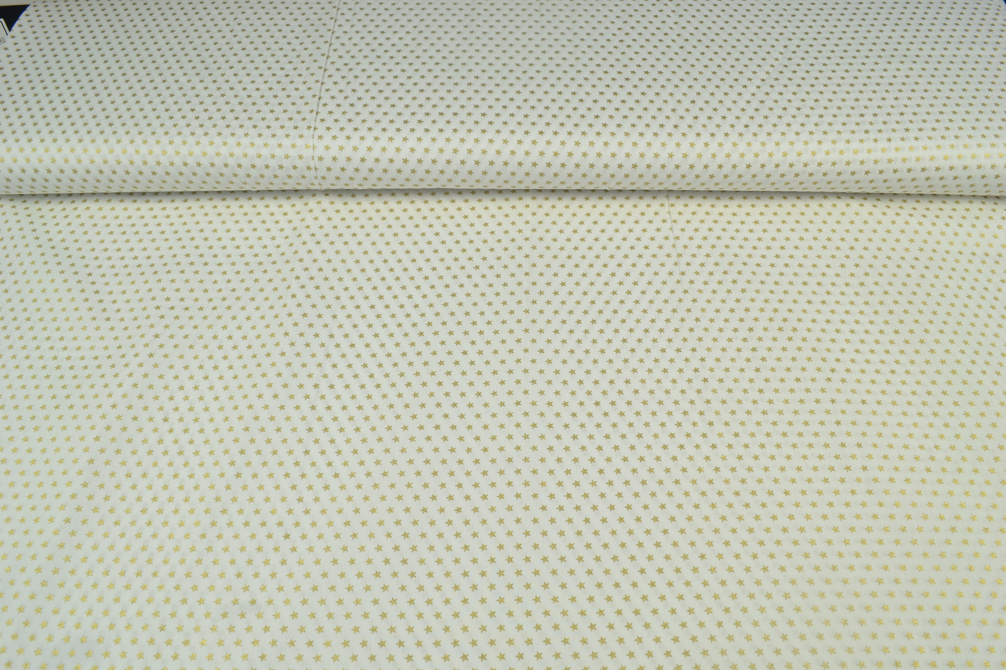 Baumwollstoff Weihnachten, kleine Sterne weiß