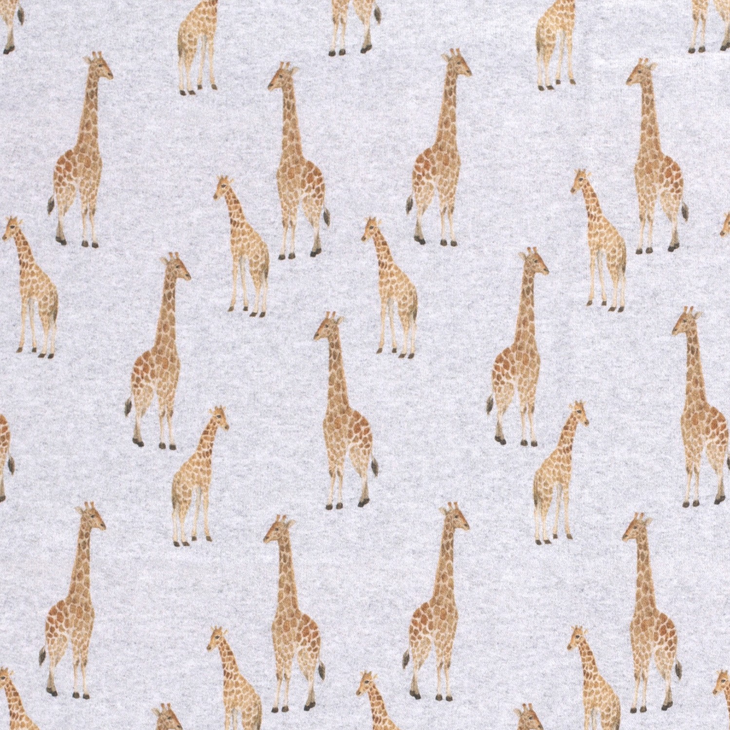 Sweat Shirt Stoff Digitaldruck, Giraffen grau melange