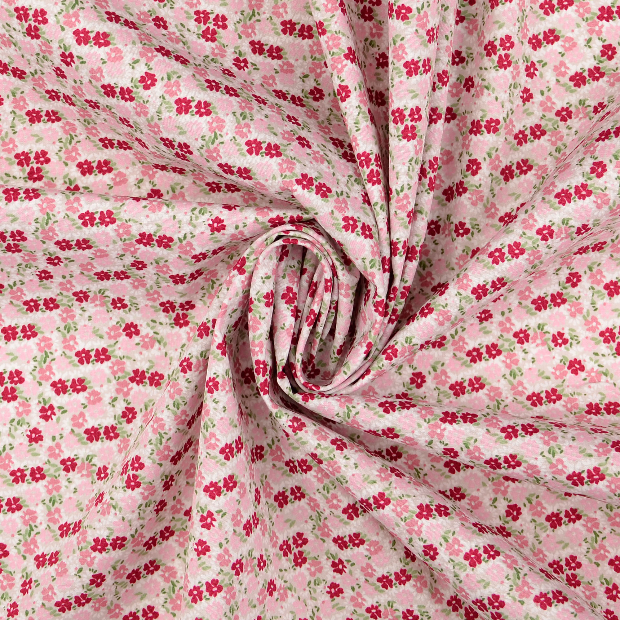 Baumwollstoff Popeline Blumen, rosa