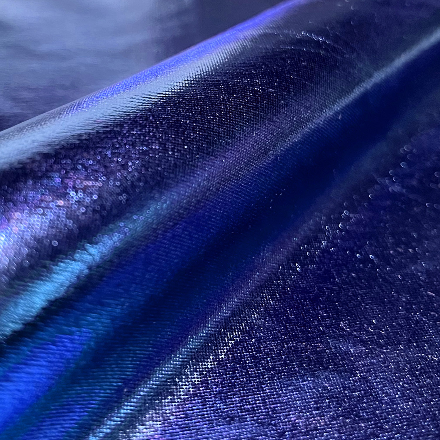 Lamé Stoff Foliendruck Uni Königsblau