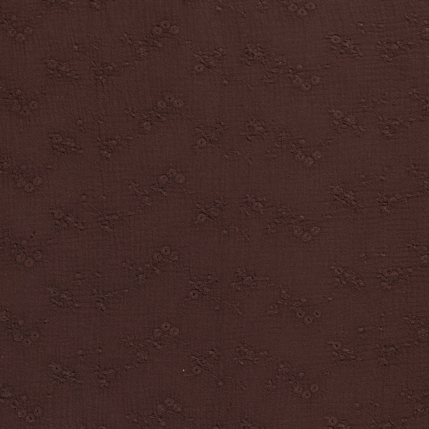 Musselin Stoff Bestickt Blumen, dunkelbraun