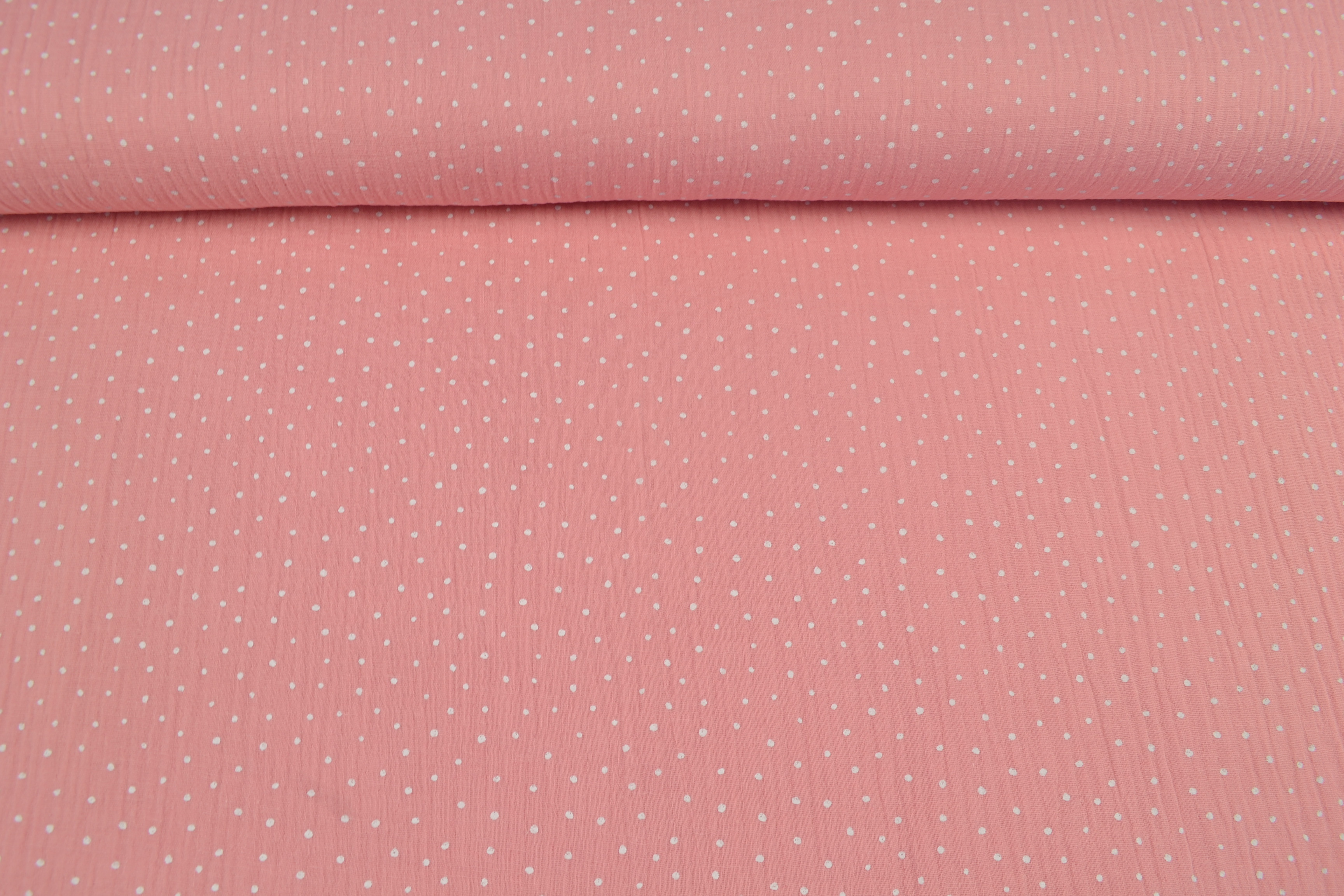Baumwoll Musselin Double Gauze Tupfen, rosa