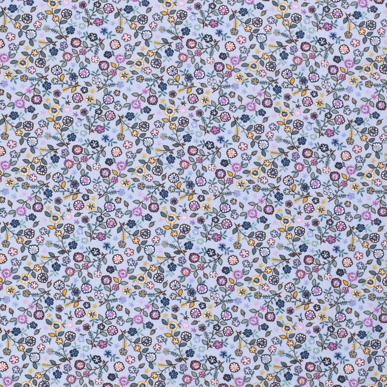 Baumwollstoff Popeline Blumen, indigoblau