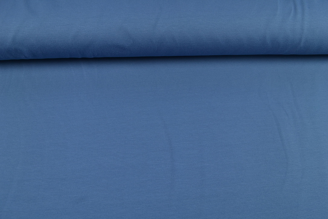 French Terry uni angeraut, jeansblau