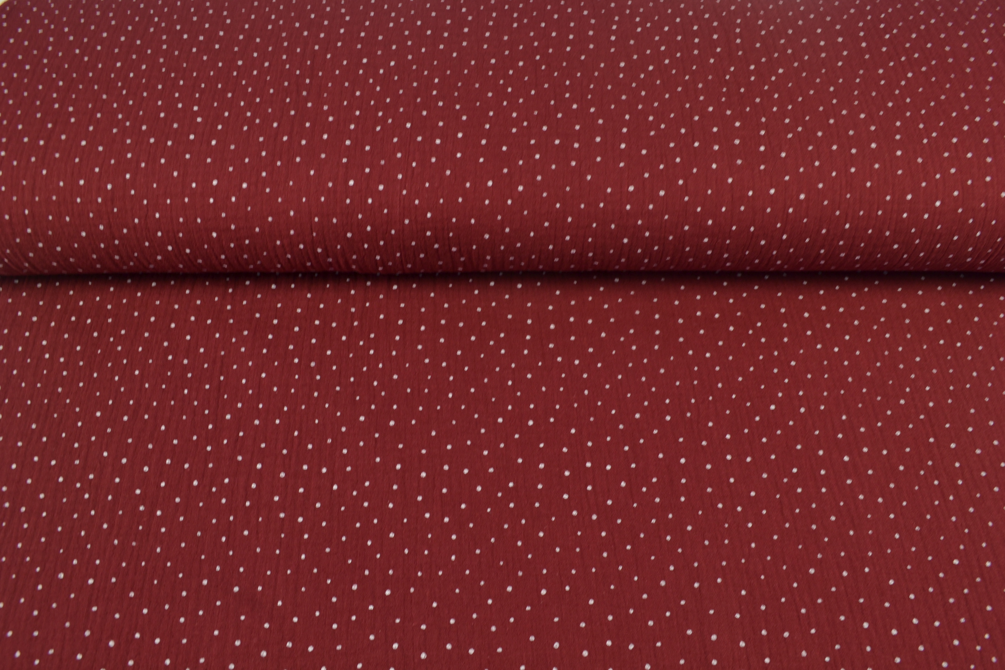 Baumwoll Musselin Double Gauze Tupfen, dunkelrot