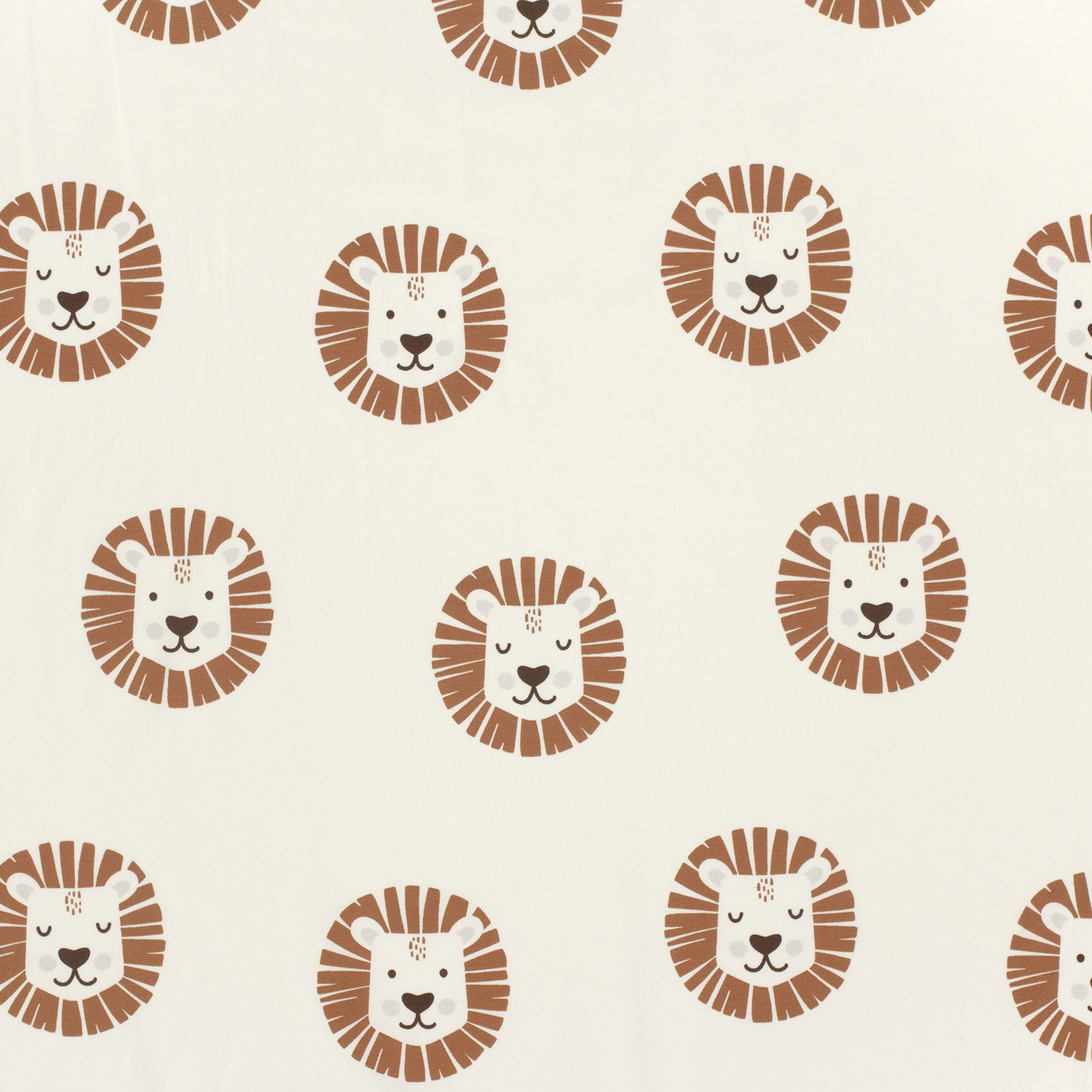 Baumwolle Jersey Bio Naturel Stoff bedruckt Löwen Wollweiß