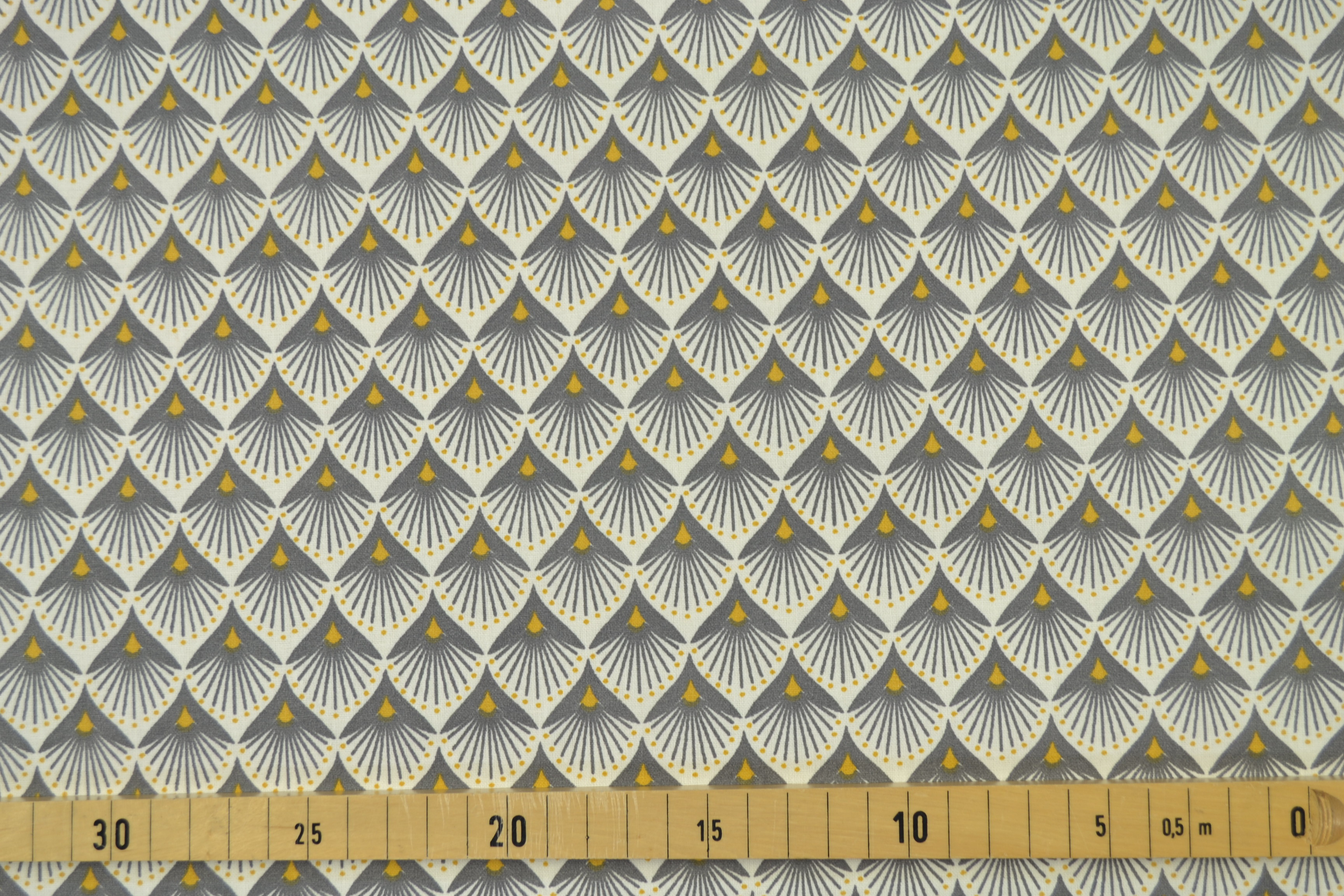 Baumwollstoff beschichtet Ornamente, taupe