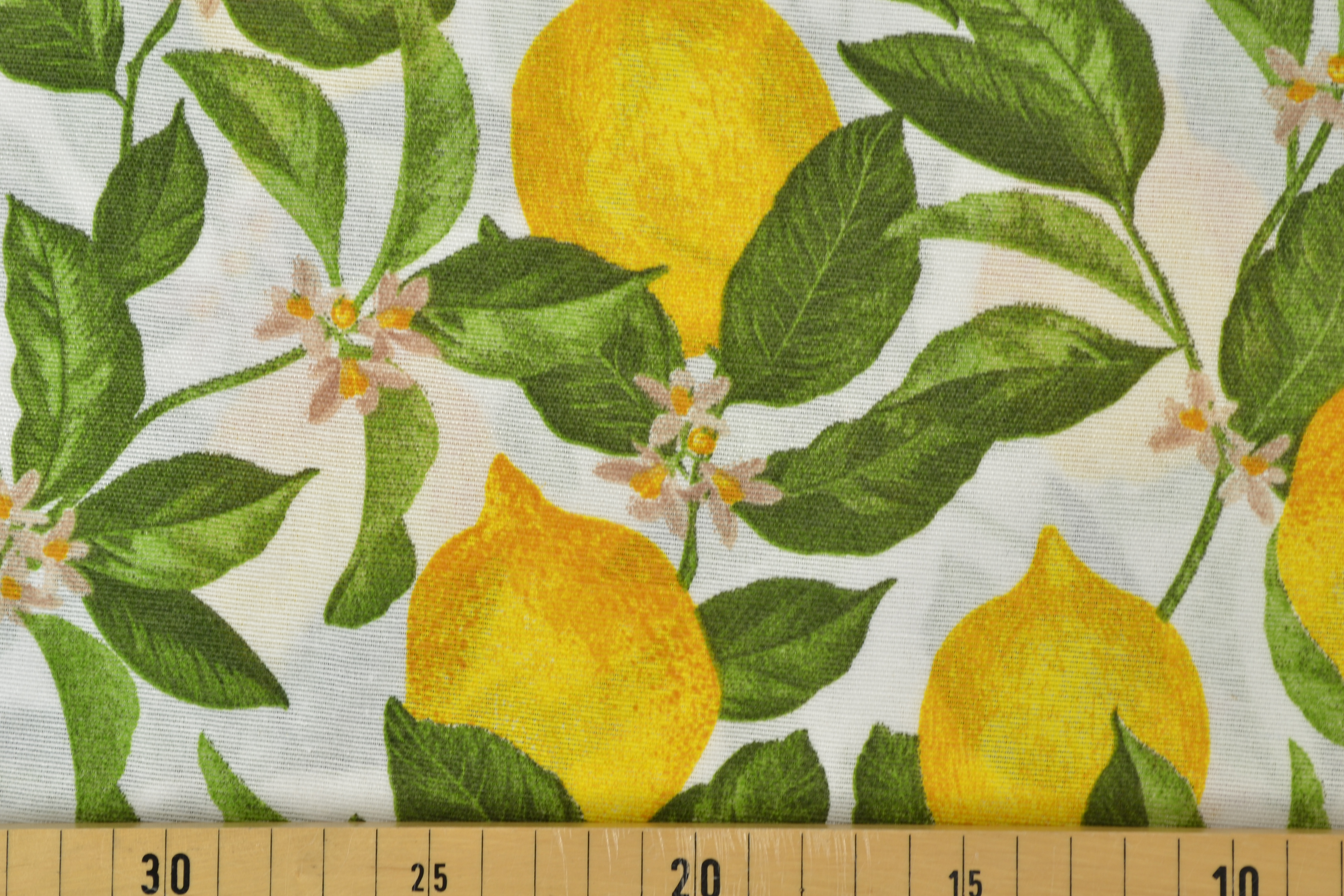 Canvas Deko Stoff Zitronen, weiß